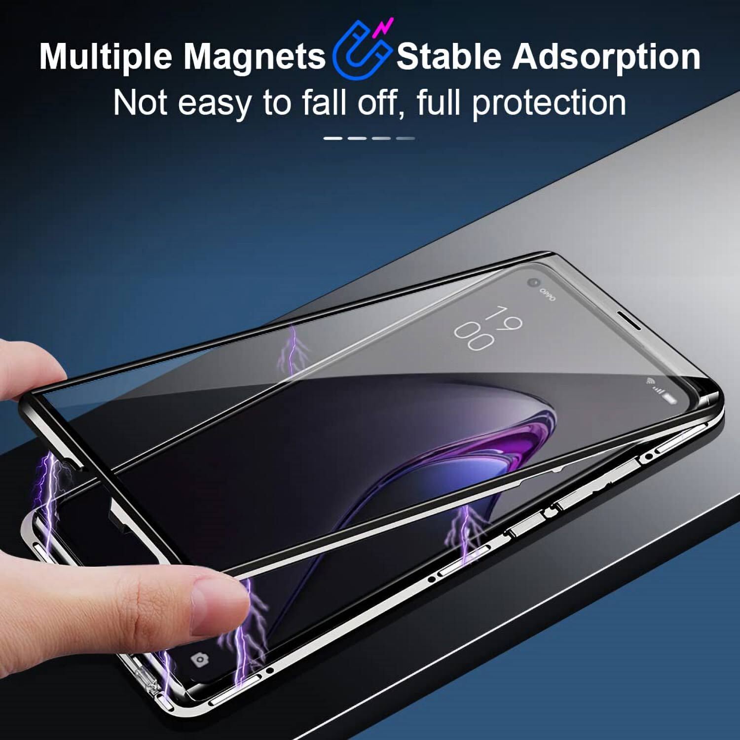 For OPPO A98 A78 Reno 10 5G Case 360° Magnetic Metal Double-Side Glass Cover
