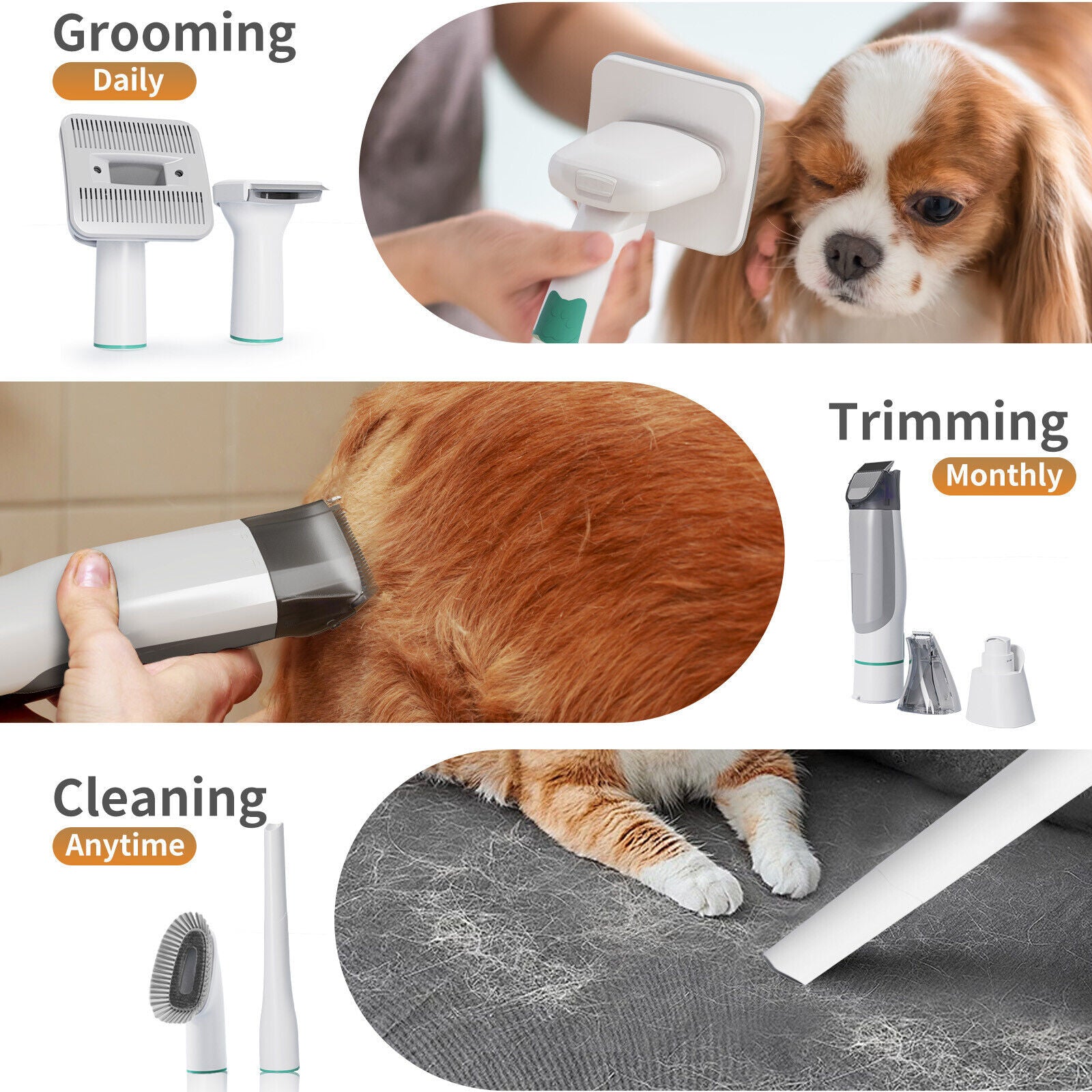 7 IN 1 Pet Dog Grooming Kit Cat Dog Hair Remover Dryer Nail Trimmer Low Noise