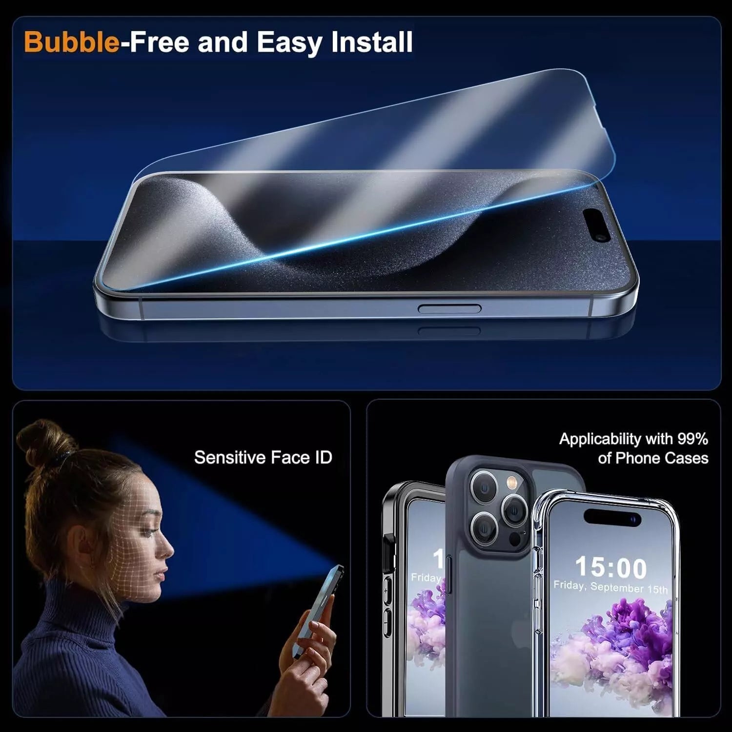 [2 Pack] MaxShield PureClear Tempered Glass Film for iPhone 16 Pro Plus Max