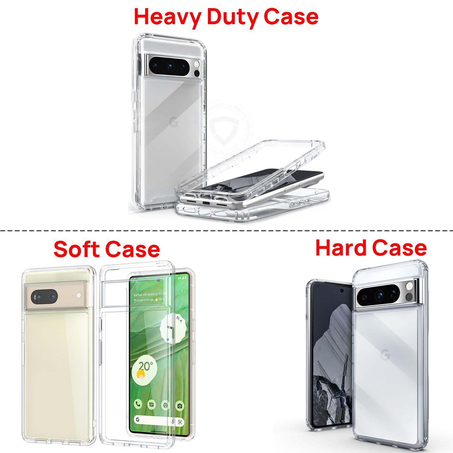 For Google Pixel 9 Pro Case Clear Shockproof Cover Screen Protector