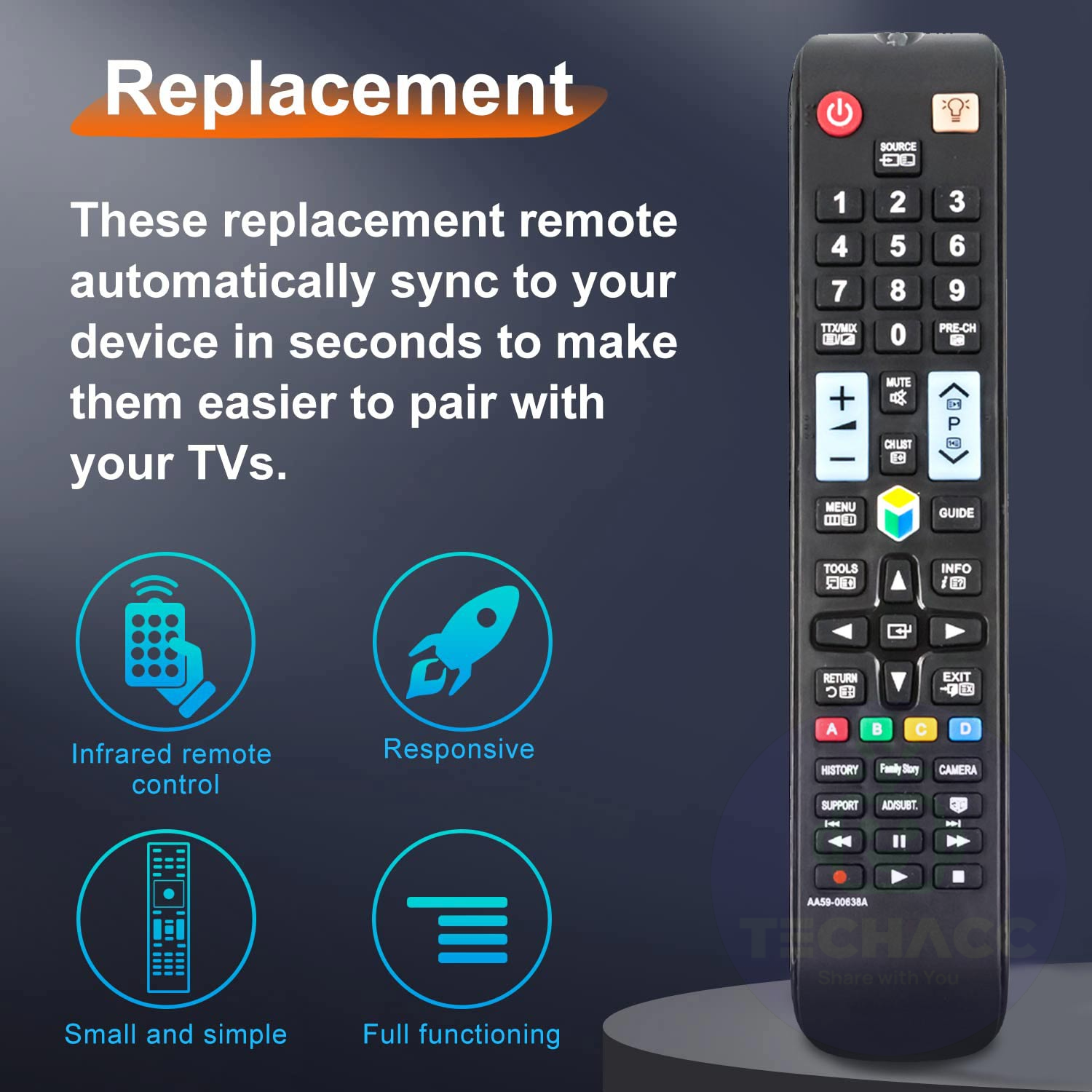 For Samsung Universal TV Smart Remote Control Replacement AA59-00638A LCD LED