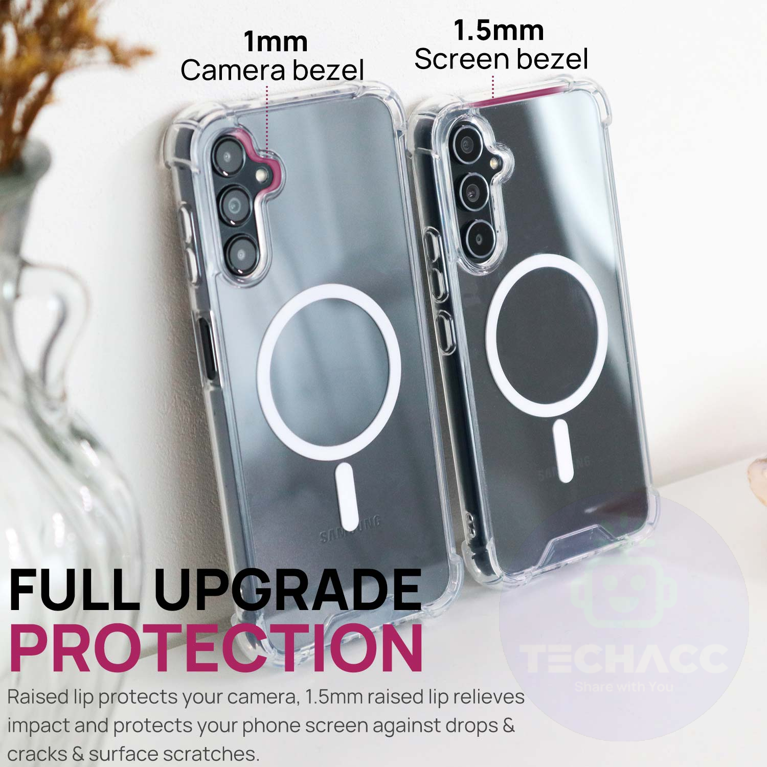 For Samsung A15 A35 A55 A34 A54 A23 5G Case Clear Shockproof Magnetic Cover