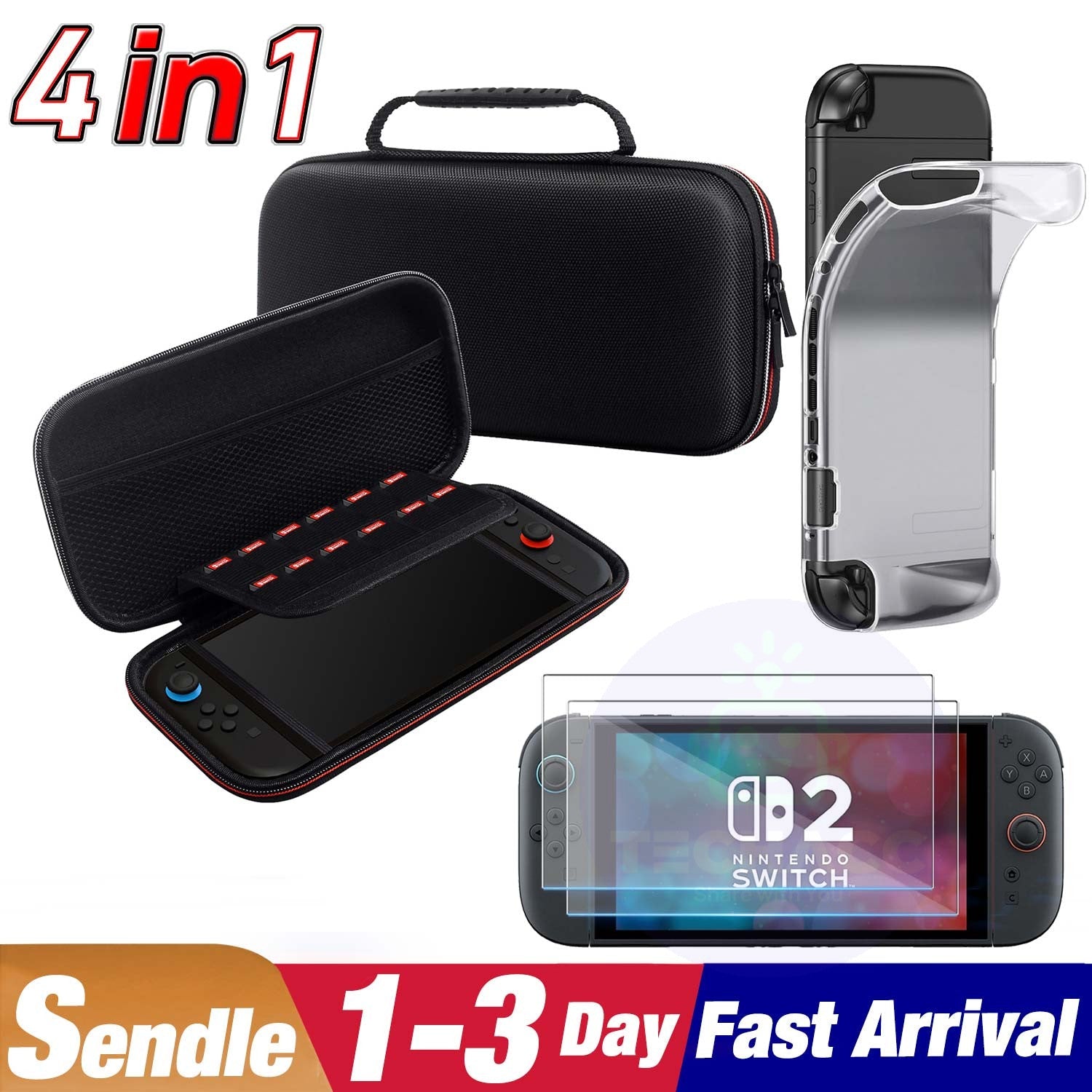 For Nintendo Switch 2 Carrying Case Bag Card Slot Storage Portable Shockproof