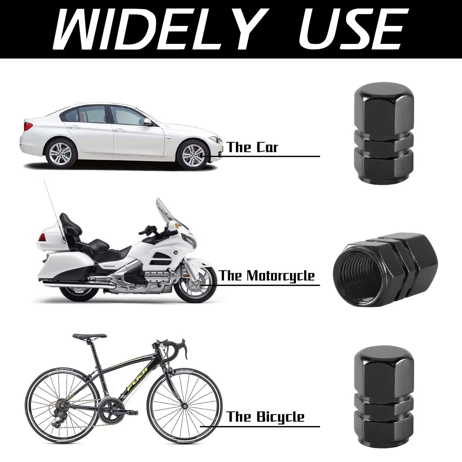 4 Pcs Tyre Valve Caps Stems Wheel Tire Truck Cover Bike Screw Motorbike Dust Air