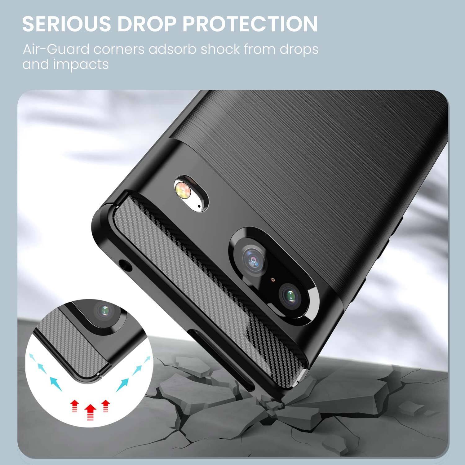 For Google Pixel 8 Pro Case Shockproof Carbon Fiber Heavy Duty Cover