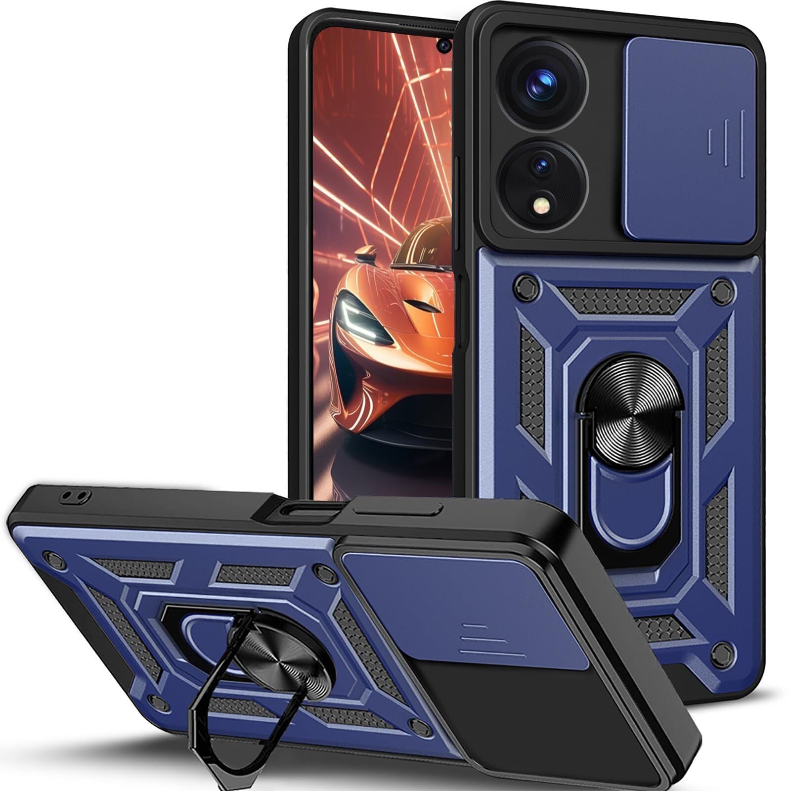 For OPPO A79 A58 A38 4G 5G Case Shockproof Magnetic Ring Holder Kickstand Cover