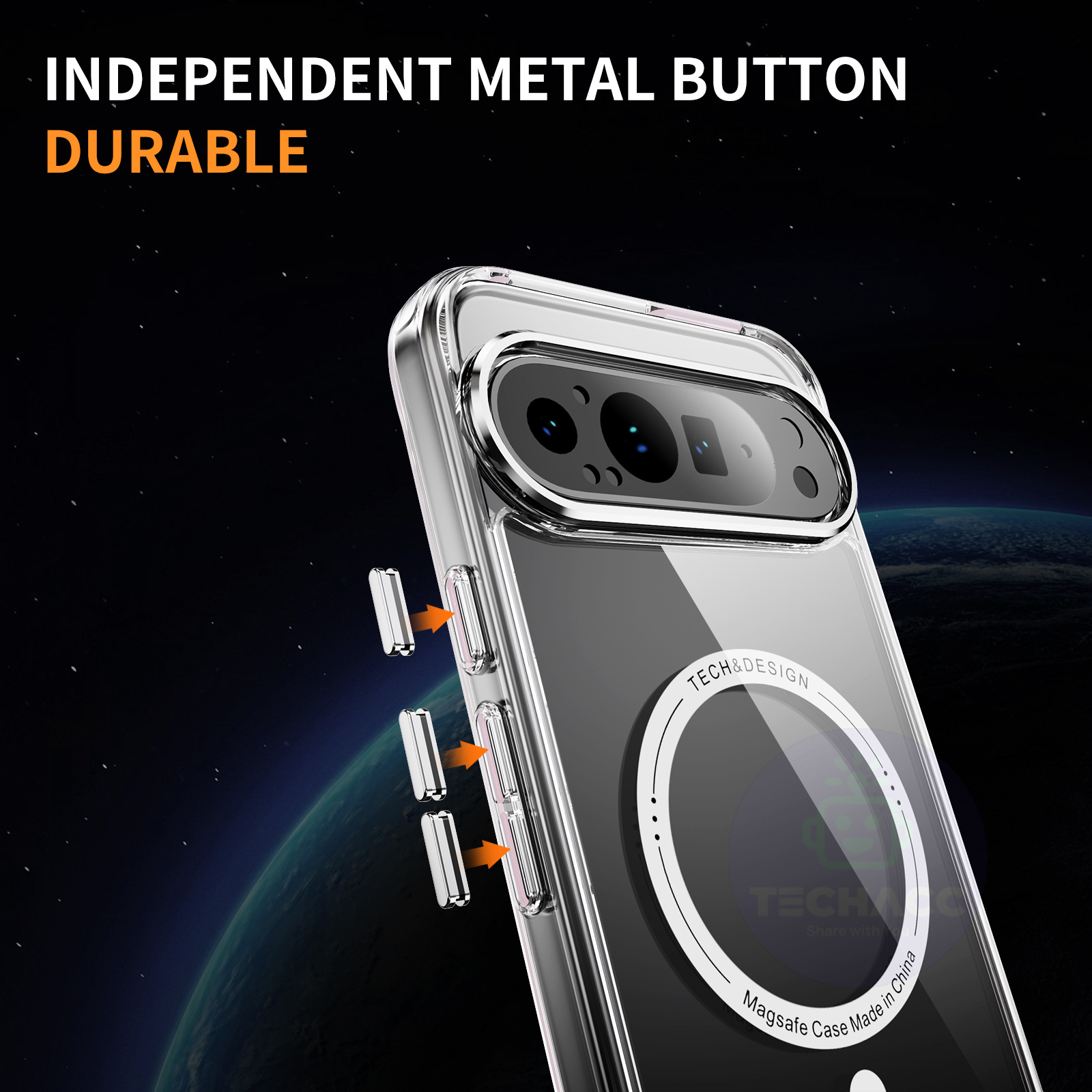 For Google Pixel 9 Pro XL Case Shockproof Clear Magnet Cover + Screen Protector