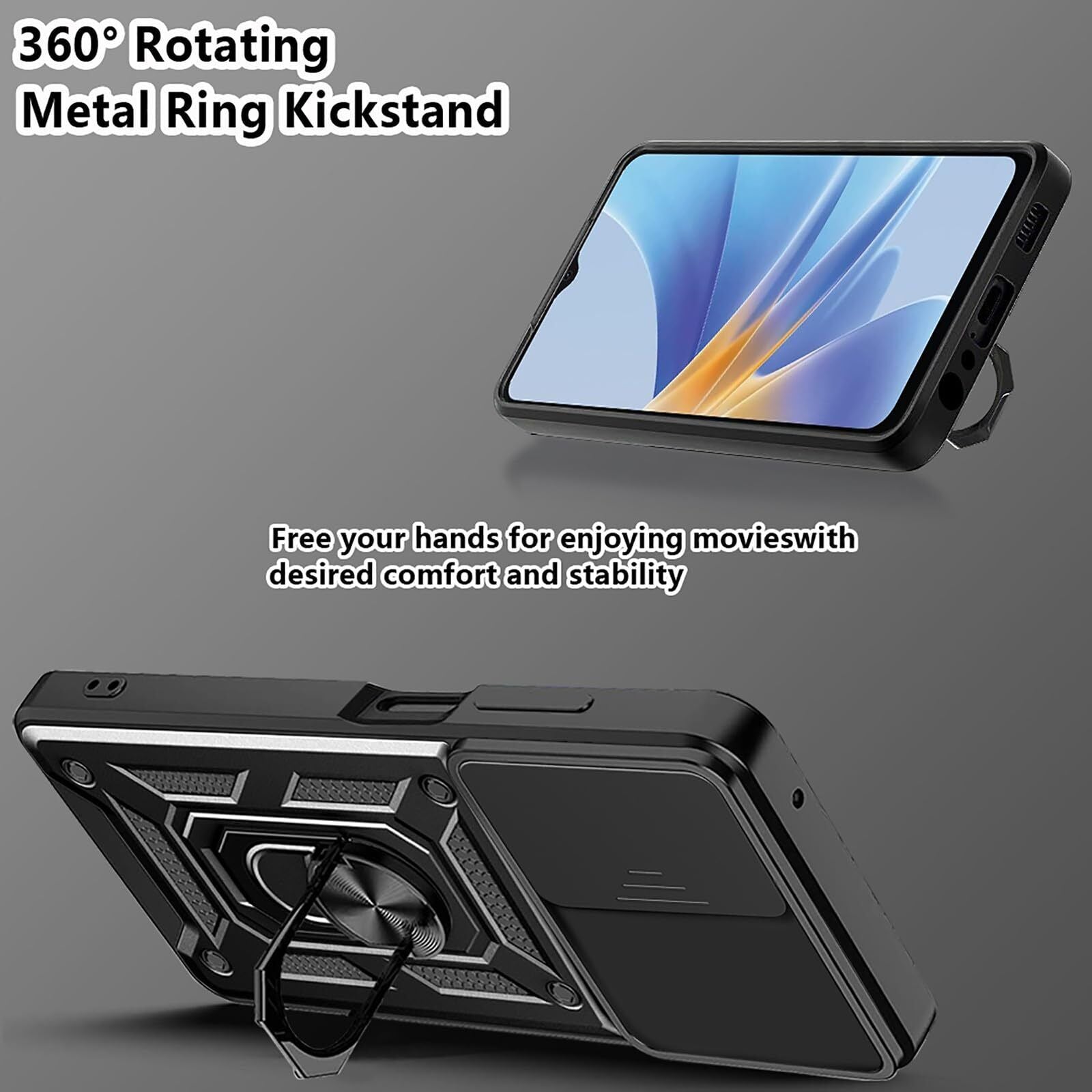 For OPPO A79 A58 A38 4G 5G Case Shockproof Magnetic Ring Holder Kickstand Cover