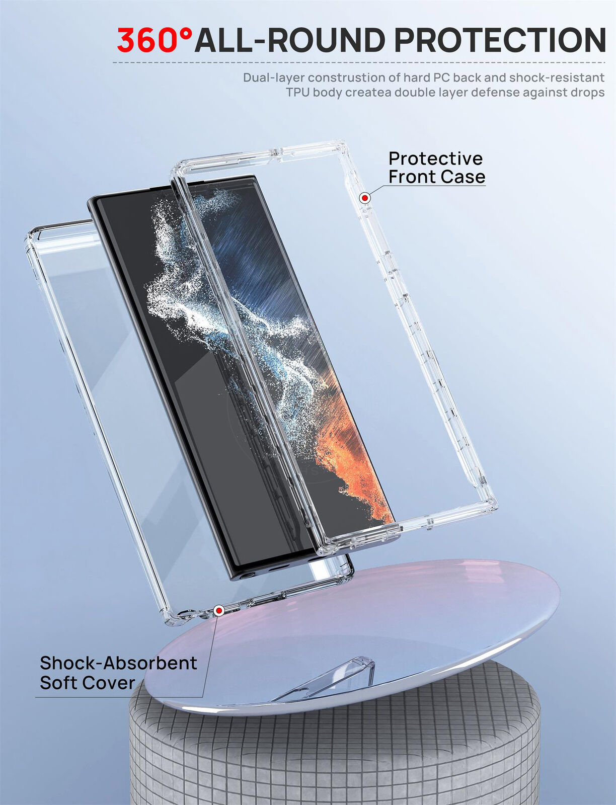 For Galaxy S23 FE Case Clear Shockproof 360 Full Body Cover