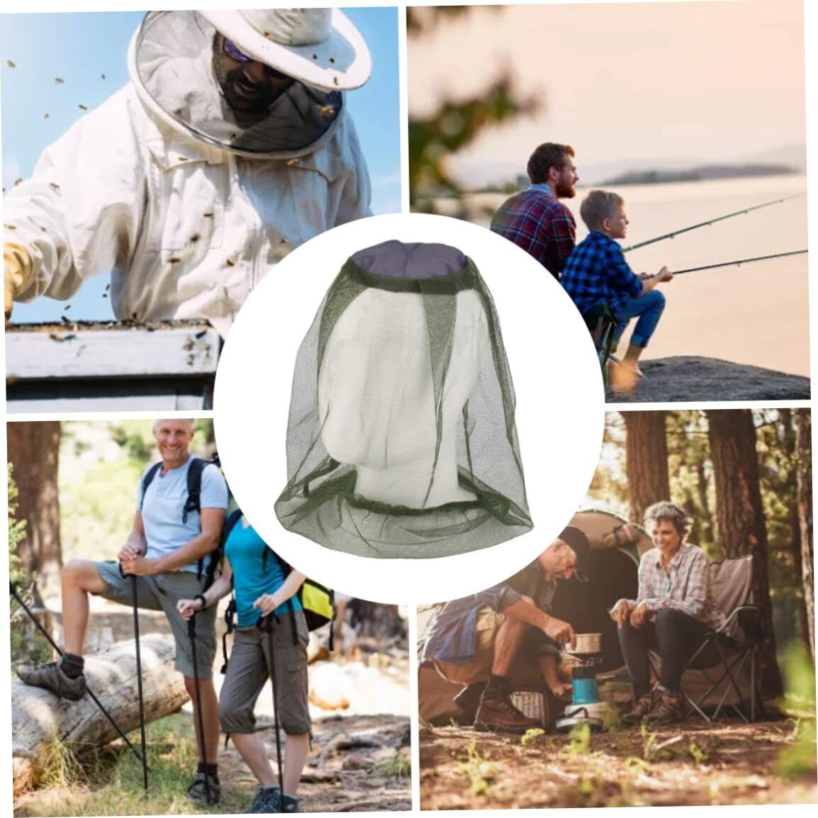 5X Mosquito Head Net Insect Mesh Hat Bee Bug Mozzie Protector Outdoor Fishing
