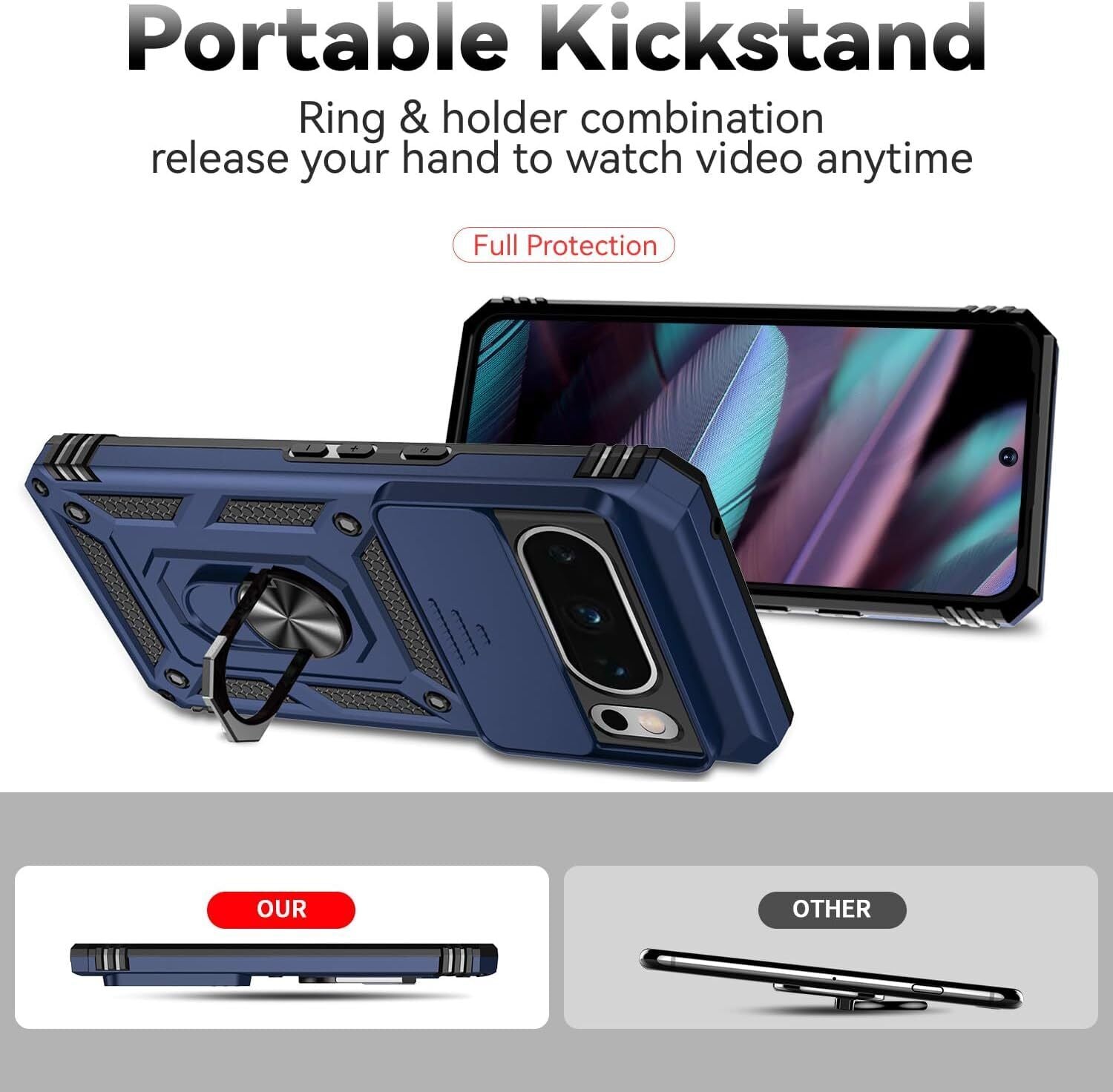 For Google Pixel 9 Pro Case Rugged Shockproof Heavy Duty Ring Cover