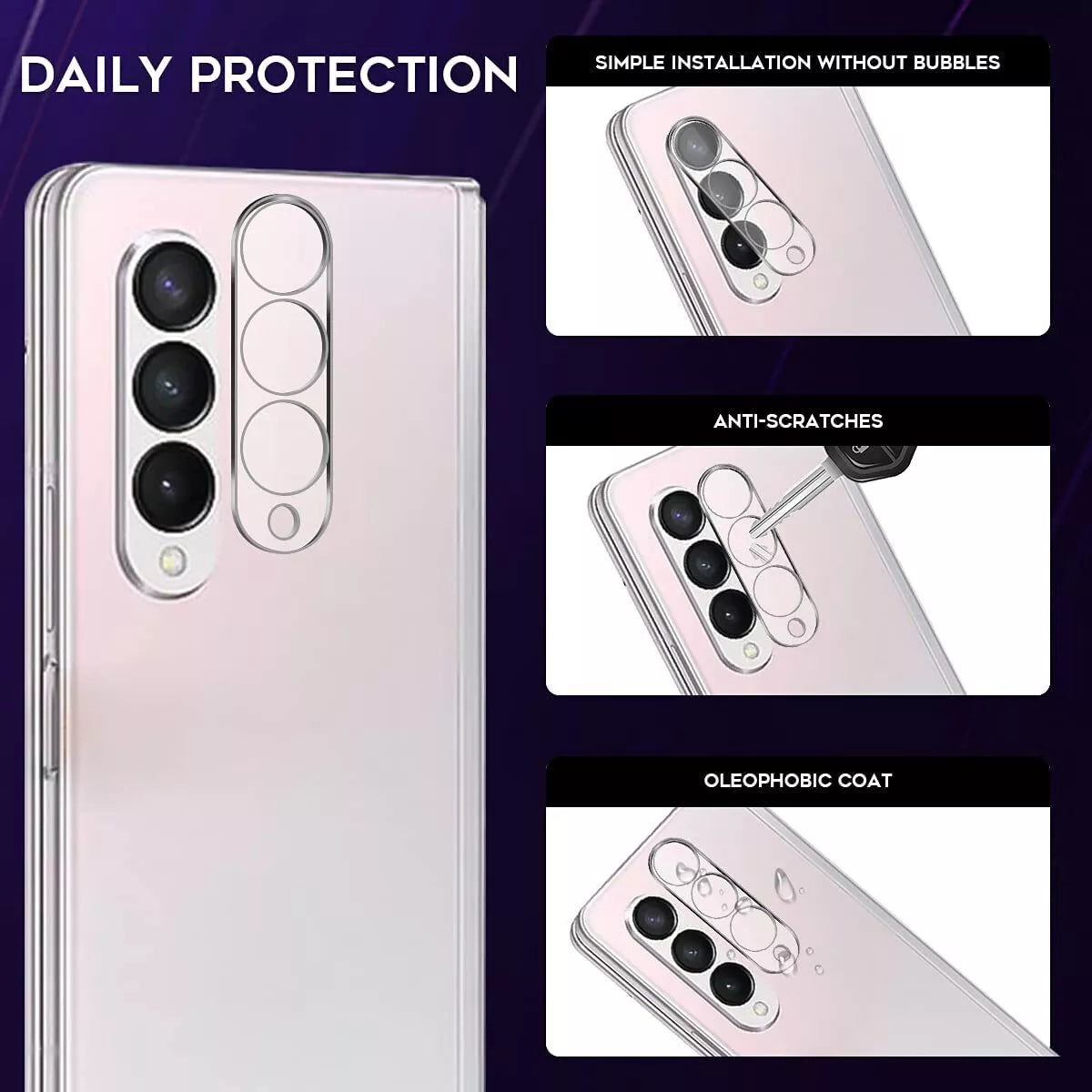 MAXSHIELD For Samsung Galaxy Z Fold 6 5G Glass Screen Lens Camera Protector