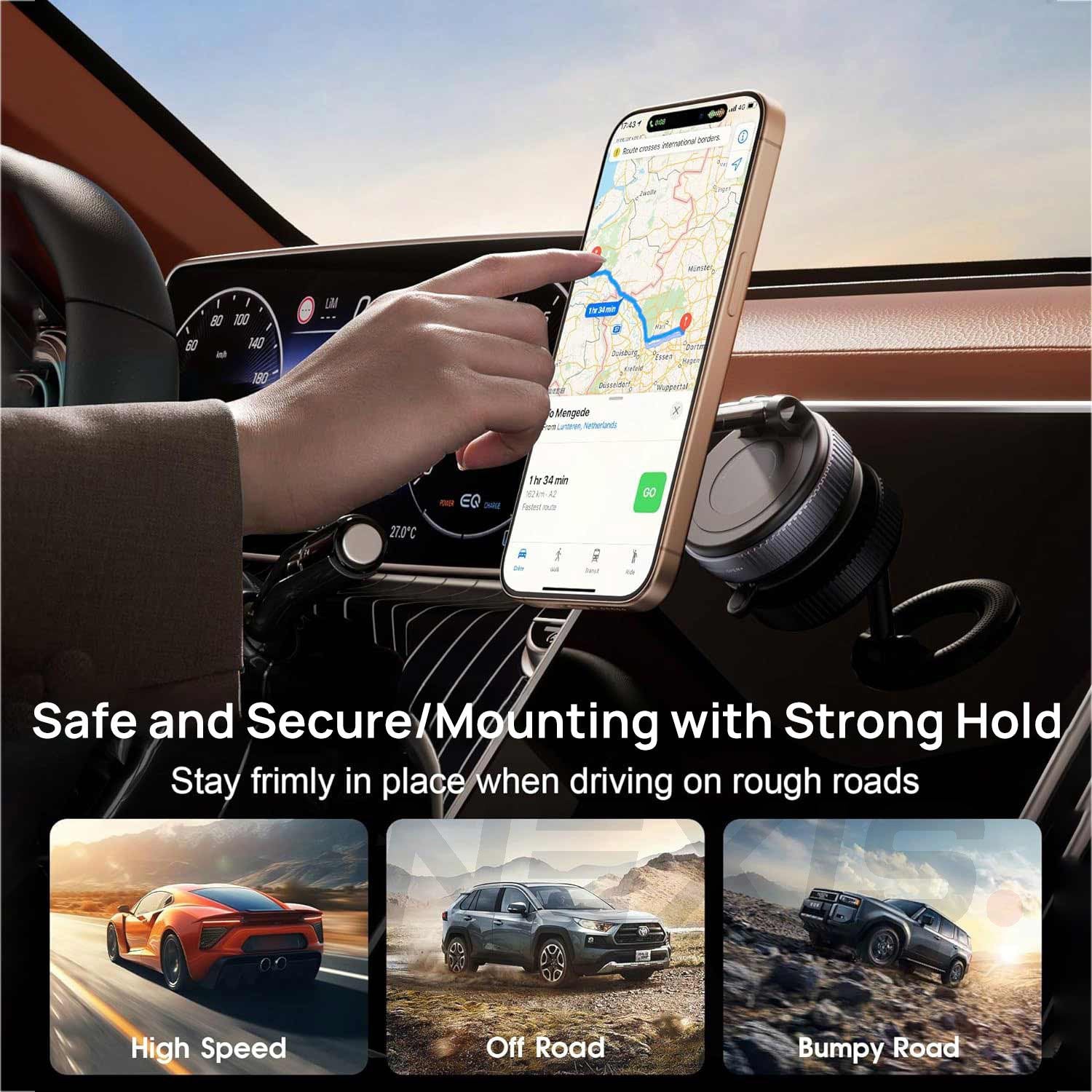 2025 NEW Vacuum Magnetic Suction Cup Phone Holder Car Mount Foldable 360° Stand