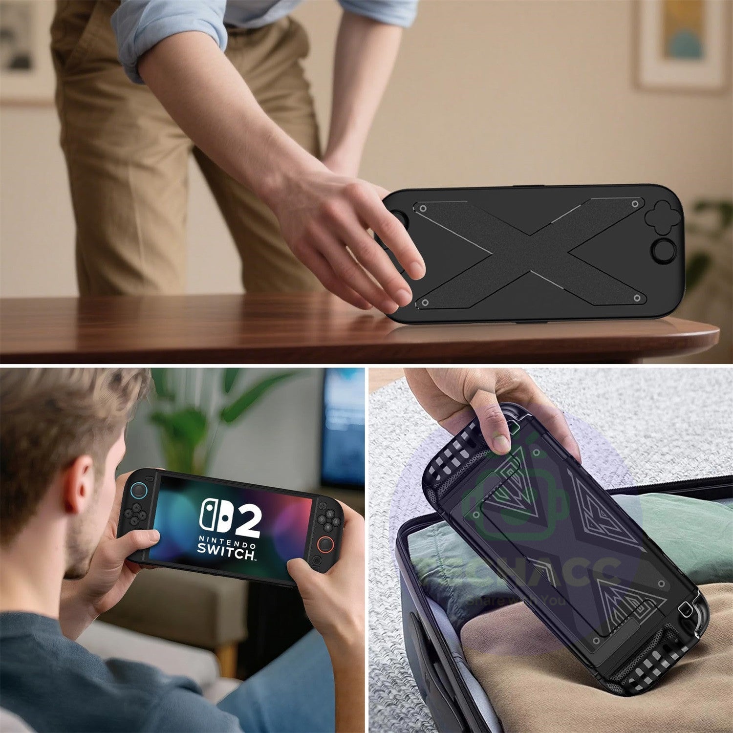 For Nintendo Switch 2 Case Dual Grip Dock Kickstand Full Cover Screen Protector