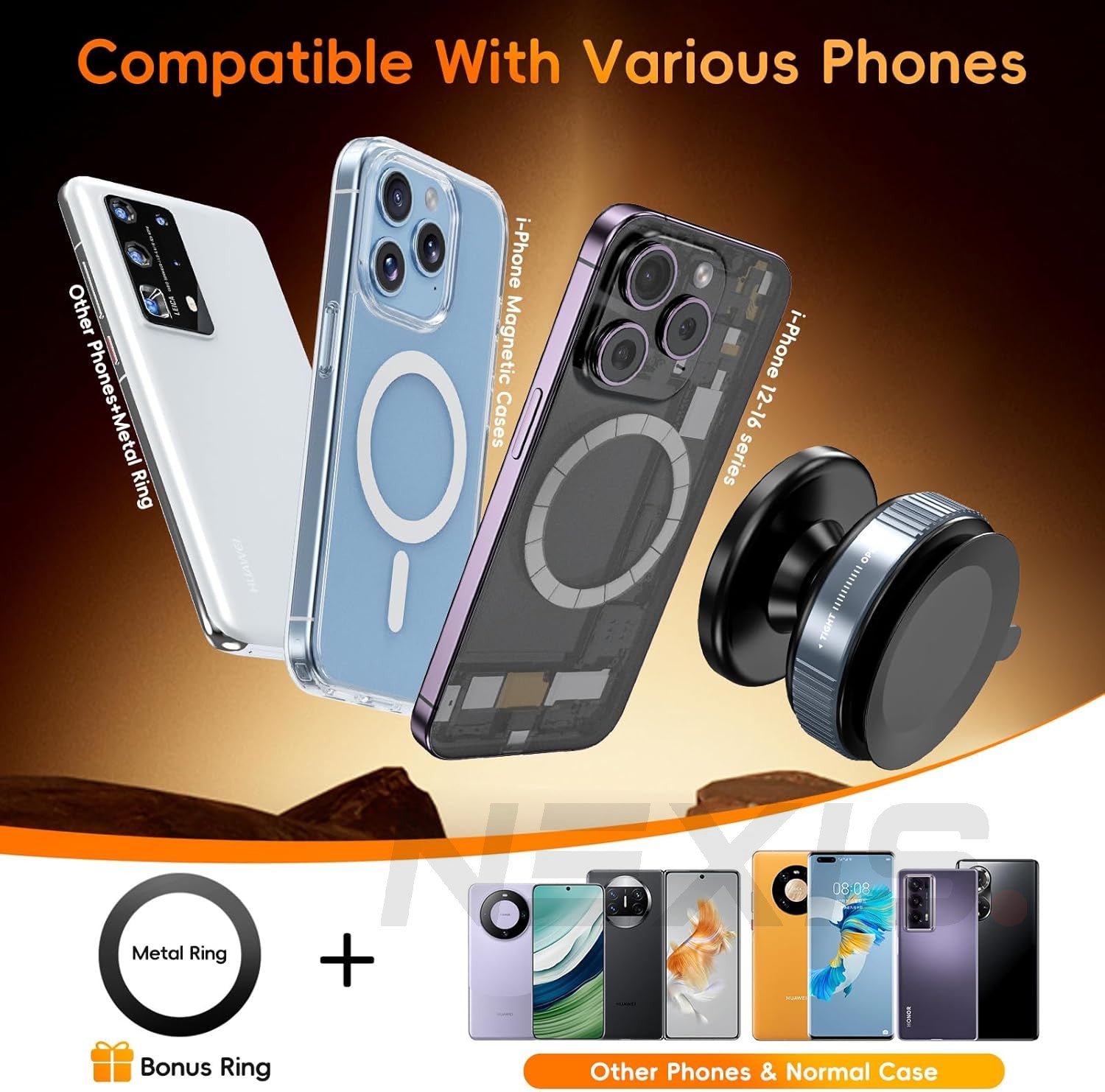 2025 NEW Vacuum Magnetic Suction Cup Phone Holder Car Mount Foldable 360° Stand