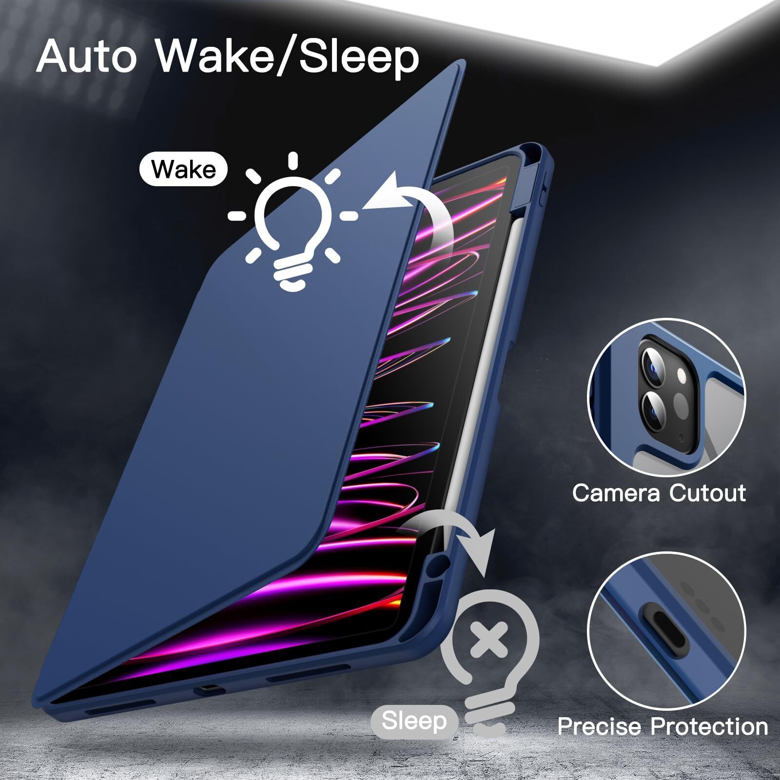 For Apple iPad 9th 10th 8th 7th 6th 5th Smart 360 Roate Stand Case Pencil Holder