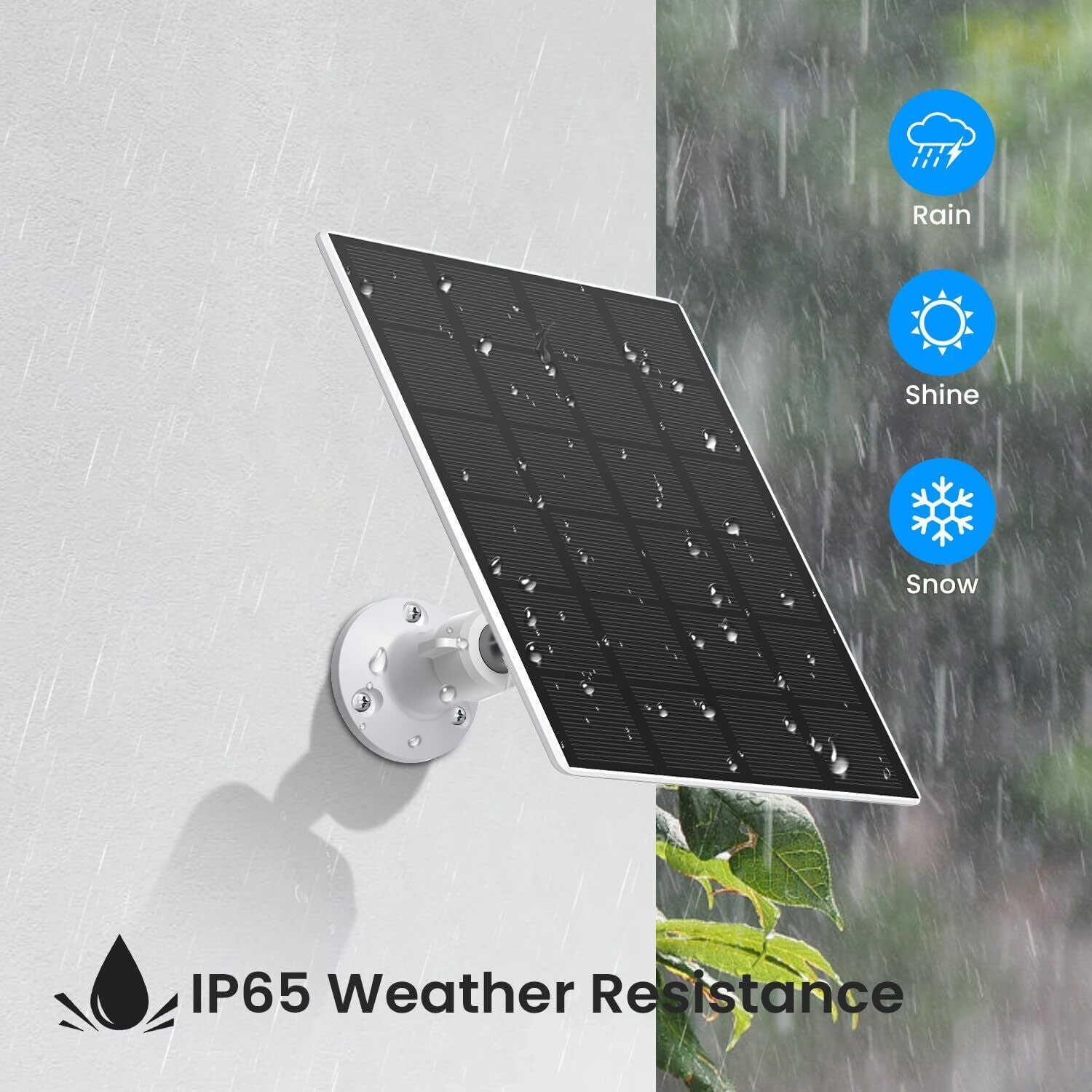 Solar Panel For Outdoor Security Camera Rechargeable Battery Micro USB 3M Cable