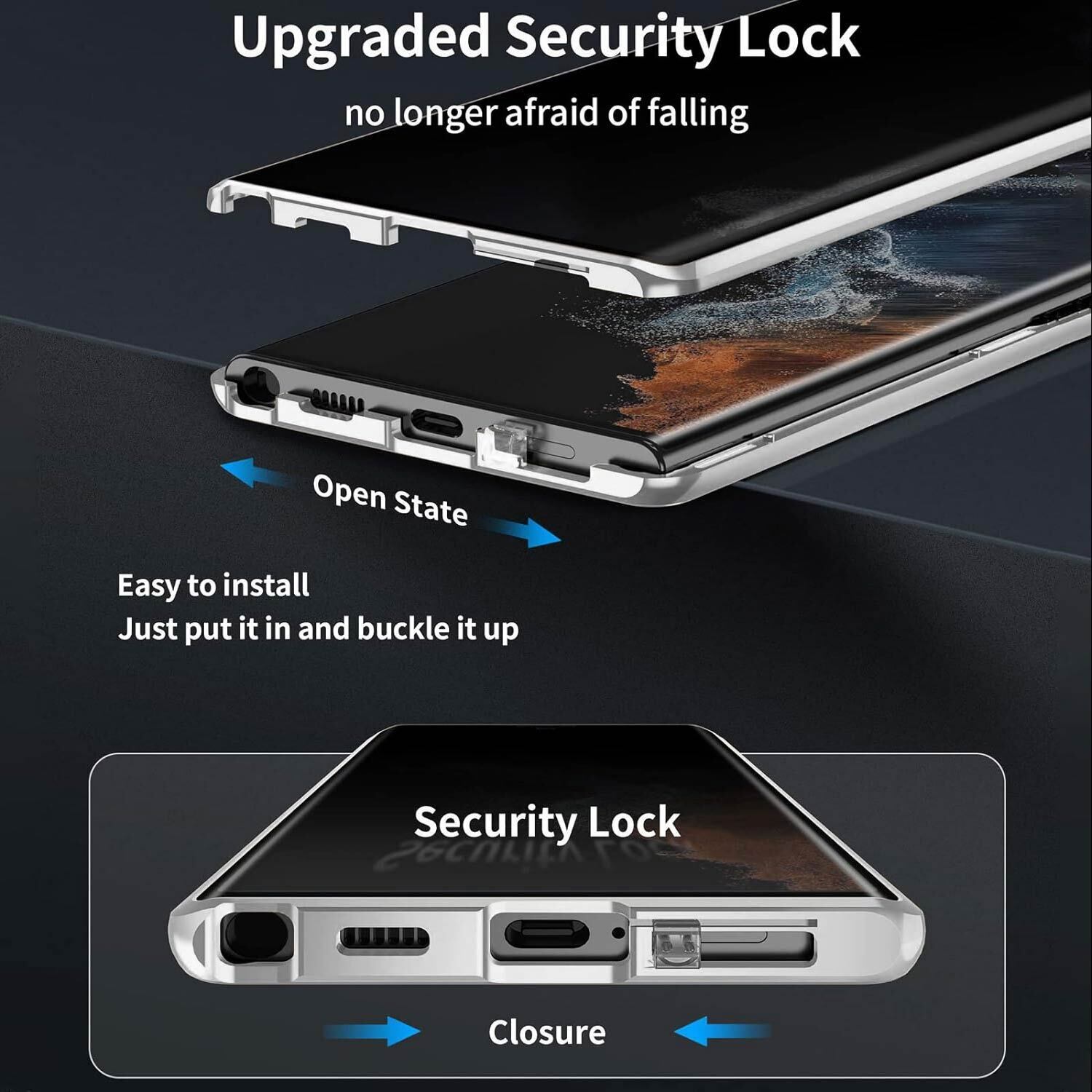 For OPPO A98 A78 Reno 10 5G Case 360° Magnetic Metal Double-Side Glass Cover