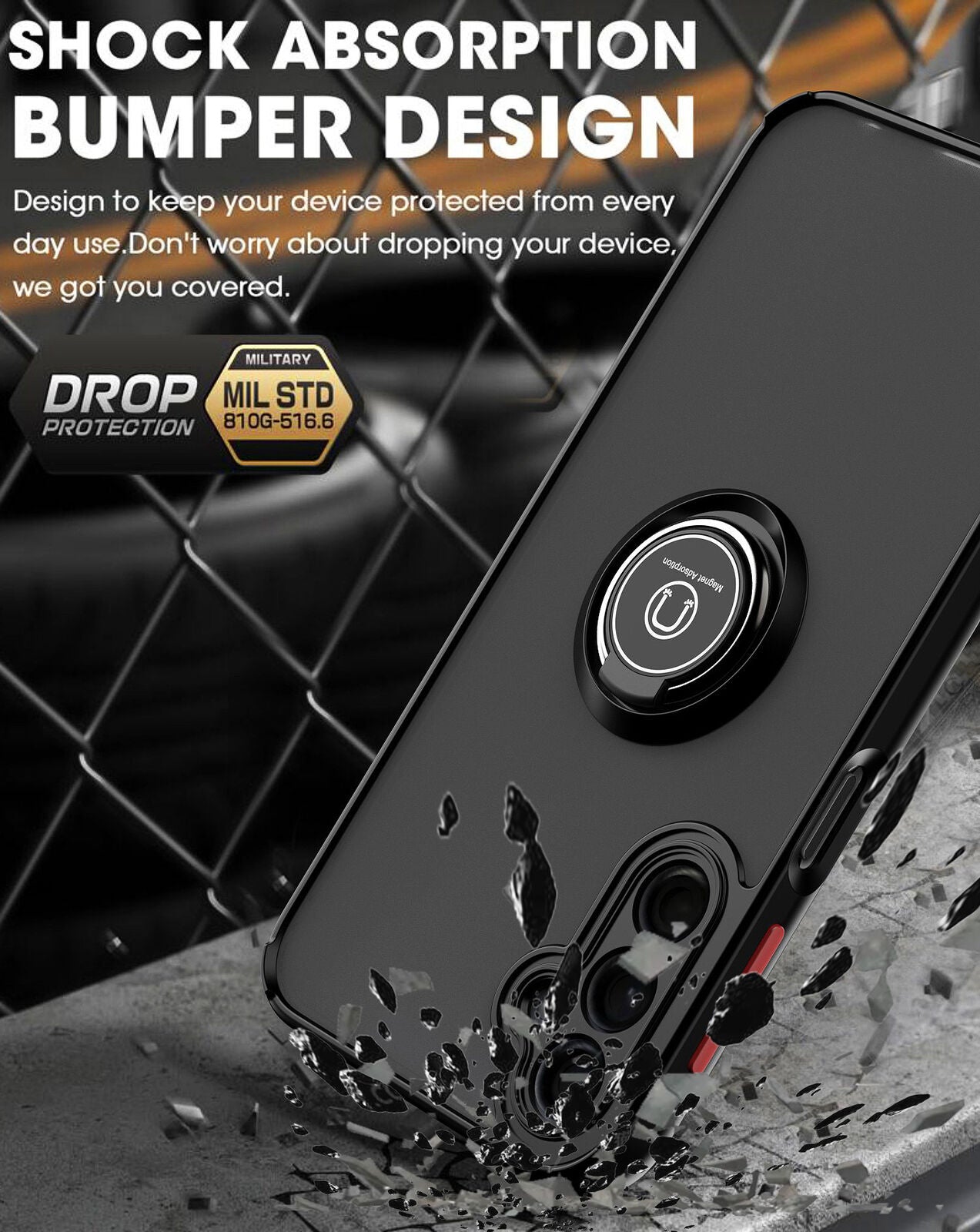 For Samsung Galaxy S24 S23 Plus Ultra Magnetic Matte Ring Shockproof Cover