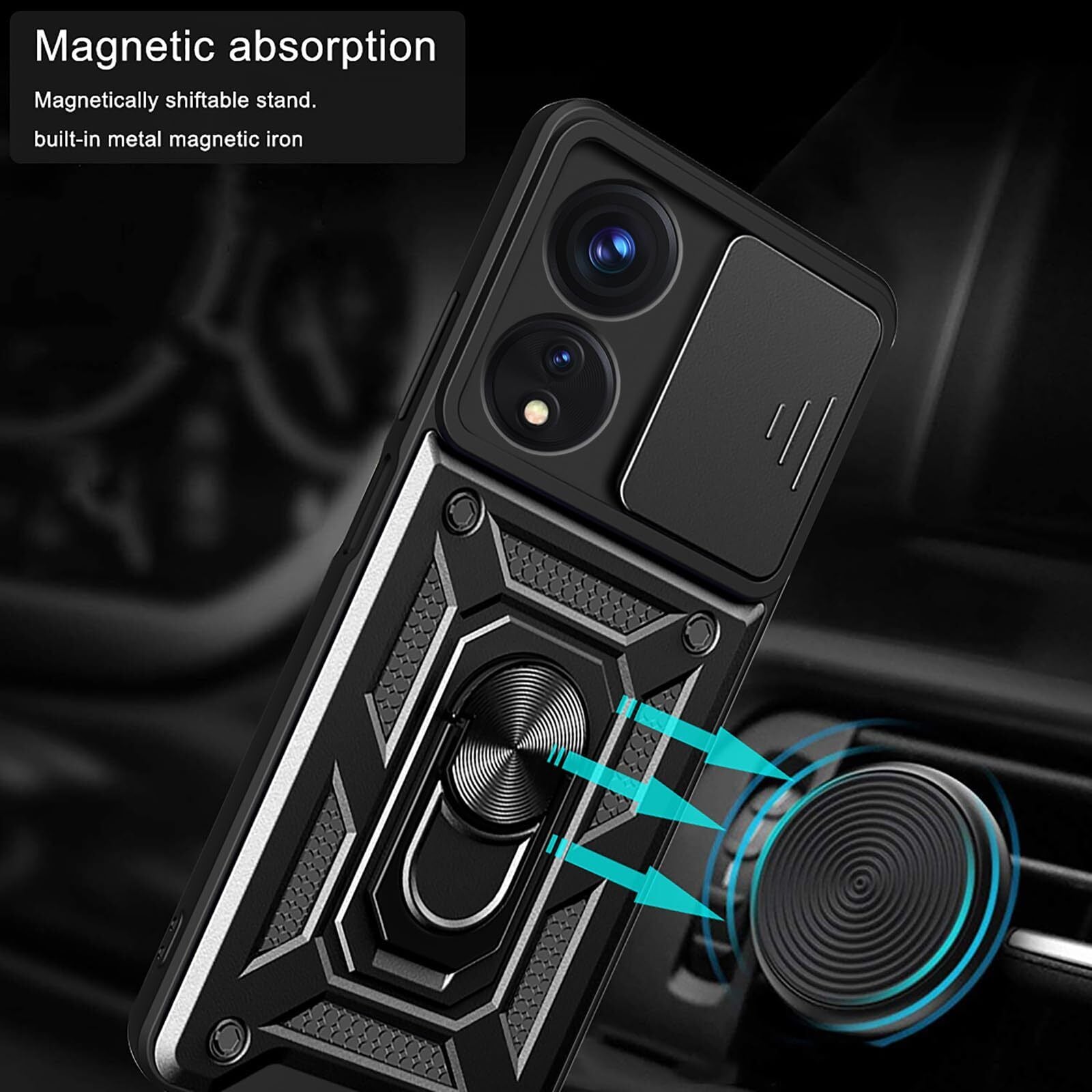 For OPPO Reno 11F 5G Case Shockproof Magnetic Ring Kickstand Cover