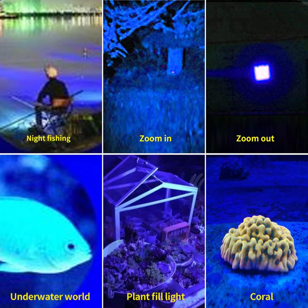 3 in 1 UV 395 Violet Blue USB LED Flashlight Rechargeable Inspection Lamp Torch