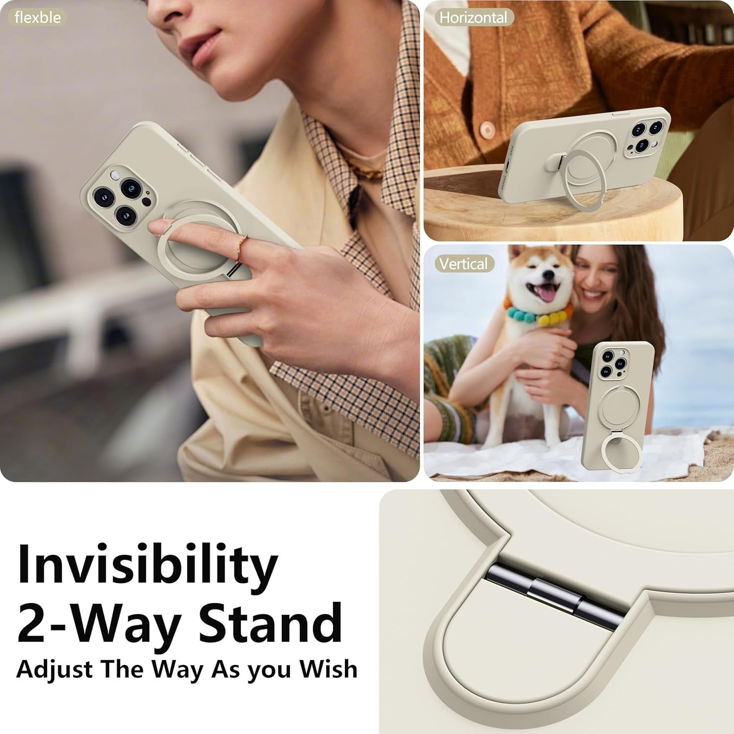 For iPhone 17 Pro Max Air Shockproof Magsafe Silicone Case Kickstand Cover