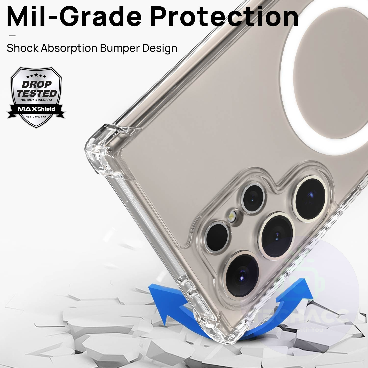 For Samsung Galaxy S24 Ultra Plus Case Clear Shockproof Magnetic Cover