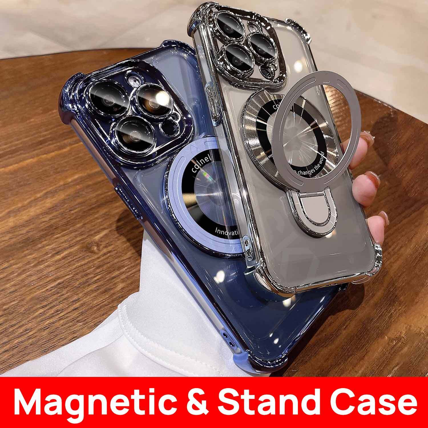 For iPhone 17 Pro Max Air Magnetic Case Clear Shockproof Kickstand Cover