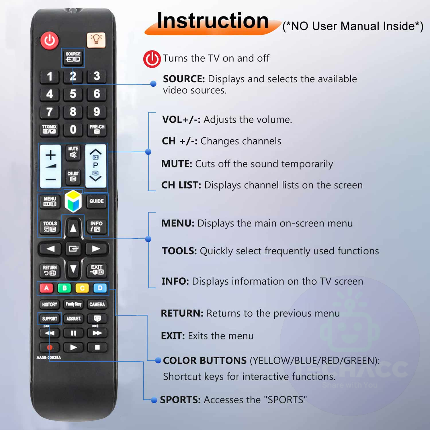 For Samsung Universal TV Smart Remote Control Replacement AA59-00638A LCD LED