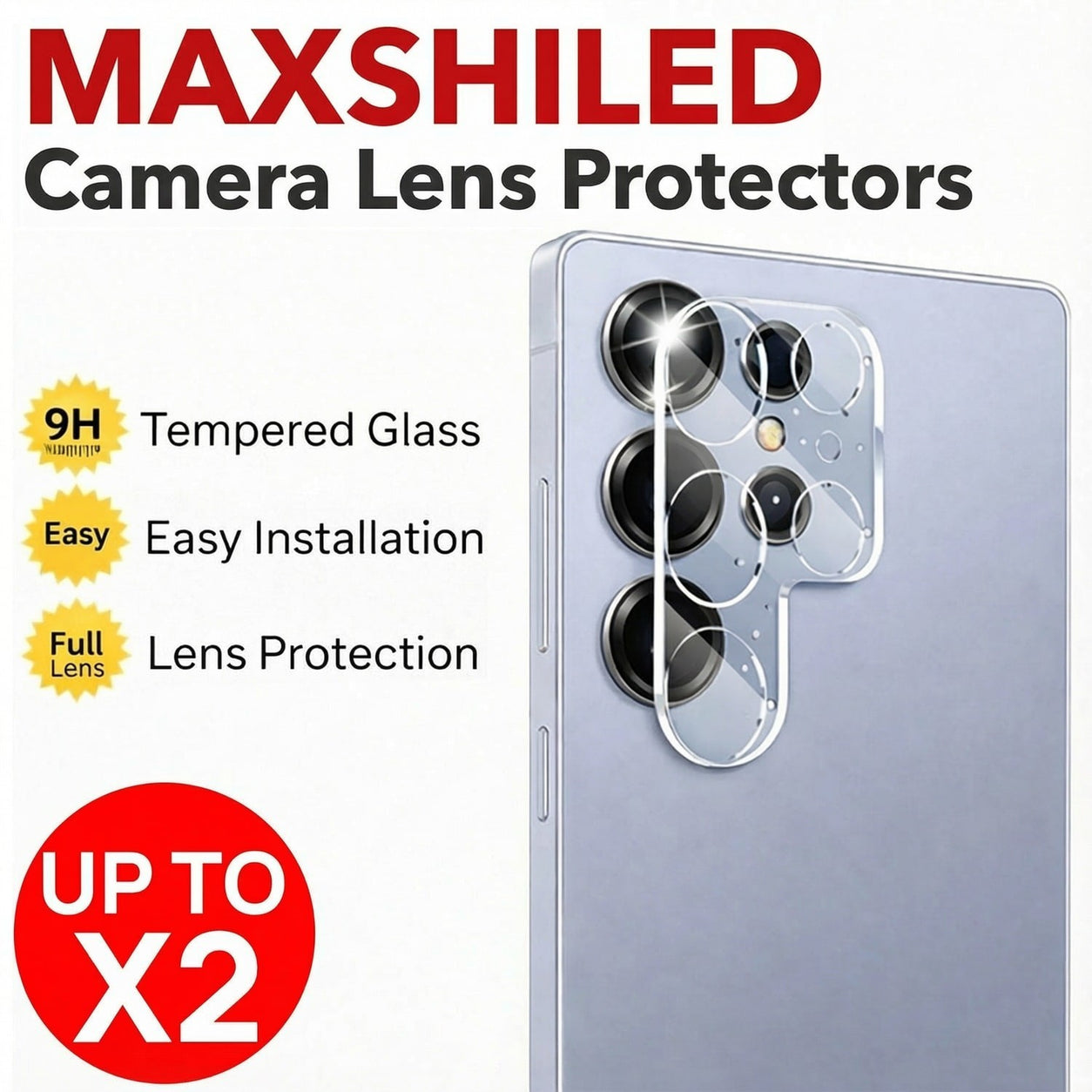 2-Pack For Samsung Galaxy S25 Series Glass Camera Lens Protector - detail image 2