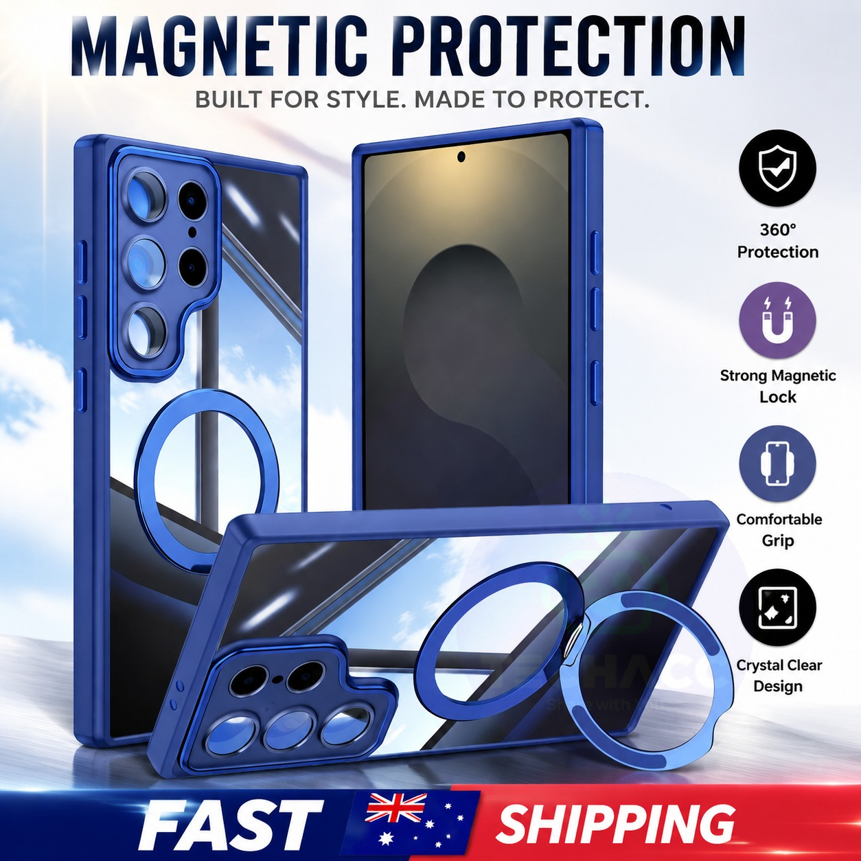 For Samsung Galaxy S25 Series Clear Magnetic Rotating Ring Stand Case - detail image 2
