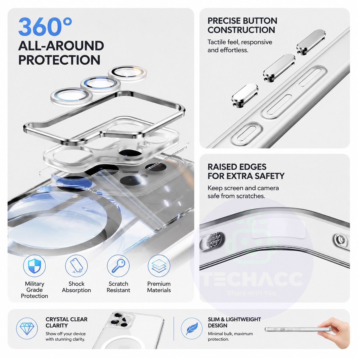 For Samsung Galaxy S25 Series Clear Magnetic Rotating Ring Stand Case - detail image 6