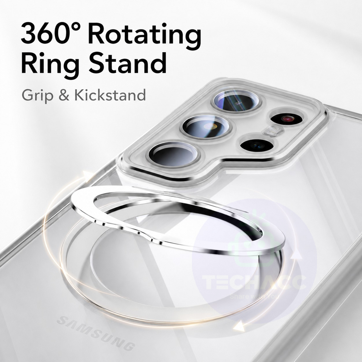 For Samsung Galaxy S26 Series Clear Magnetic Rotating Ring Stand Case - detail image 4