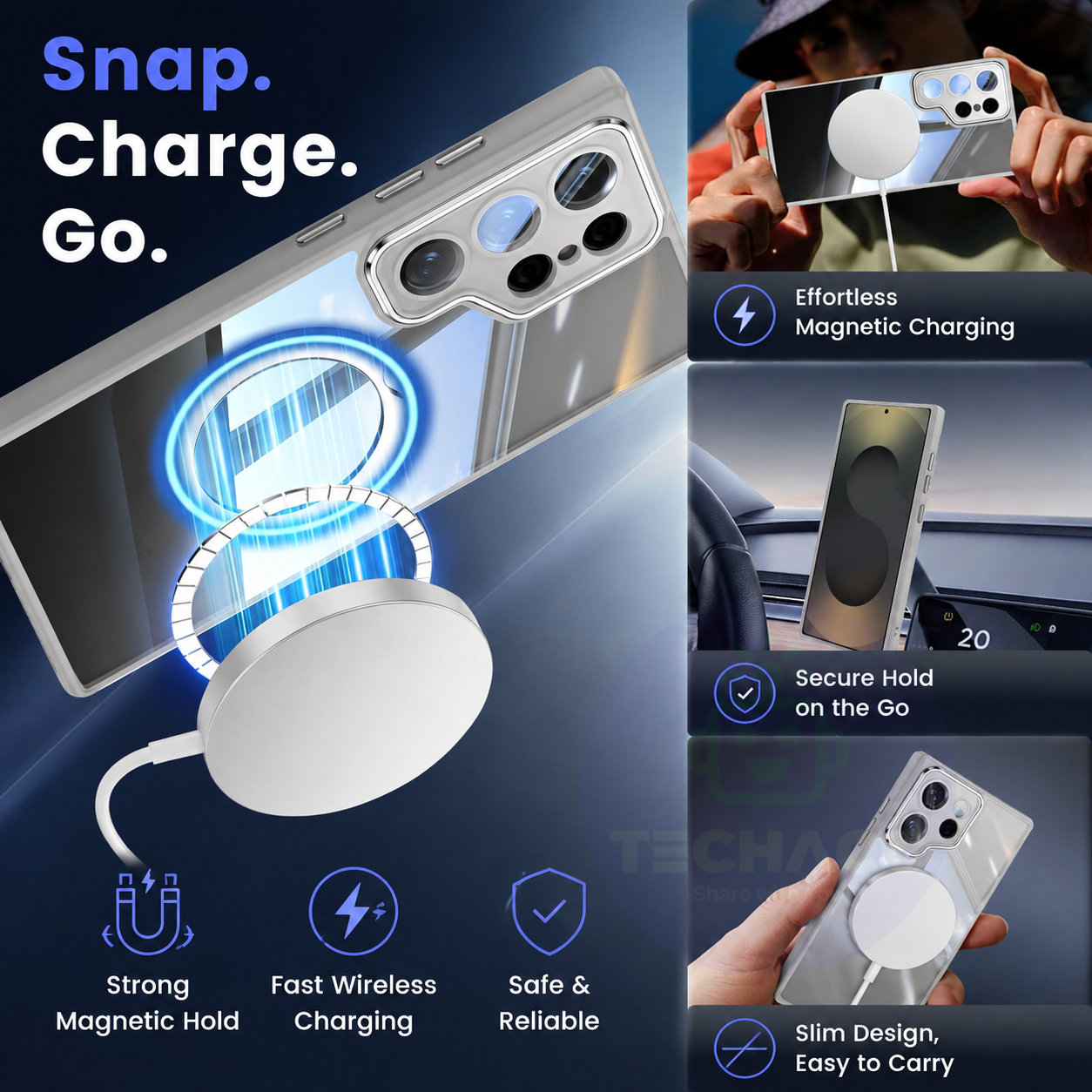 For Samsung Galaxy S26 Series Clear Magnetic Rotating Ring Stand Case - detail image 8