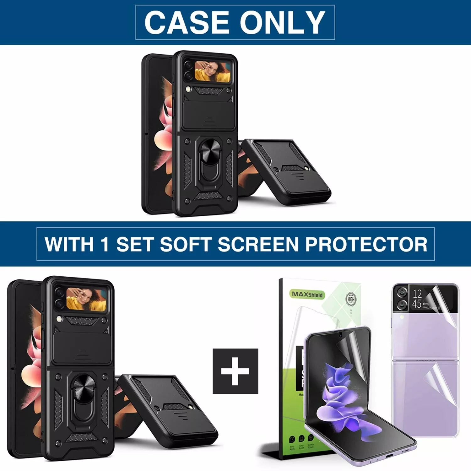 For Samsung Galaxy Z Flip Fold 6 Case Shockproof Rugged Ring Holder Cover