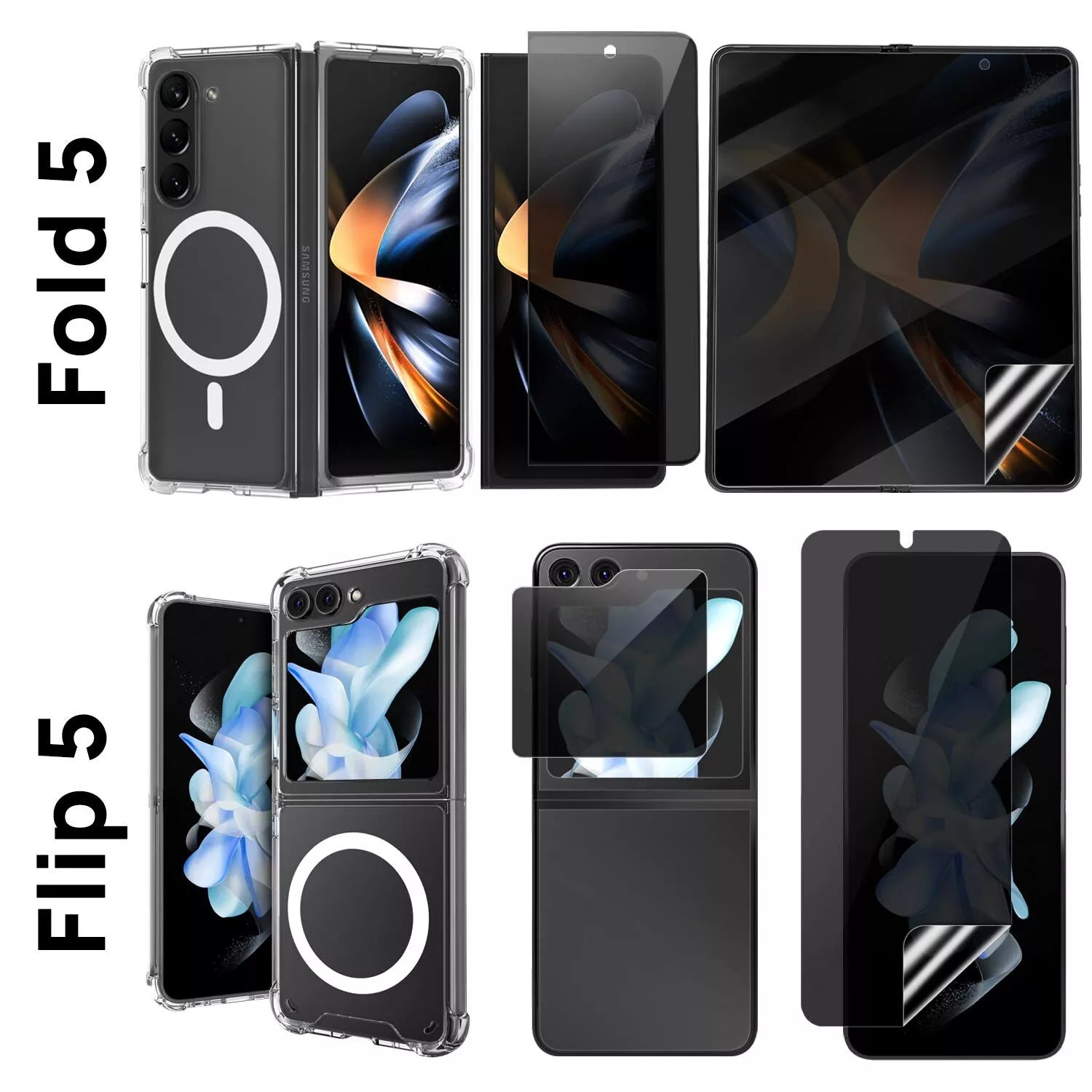 For Samsung Galaxy Z Fold 6 Flip 6 Case Magnetic Clear Shockproof Cover
