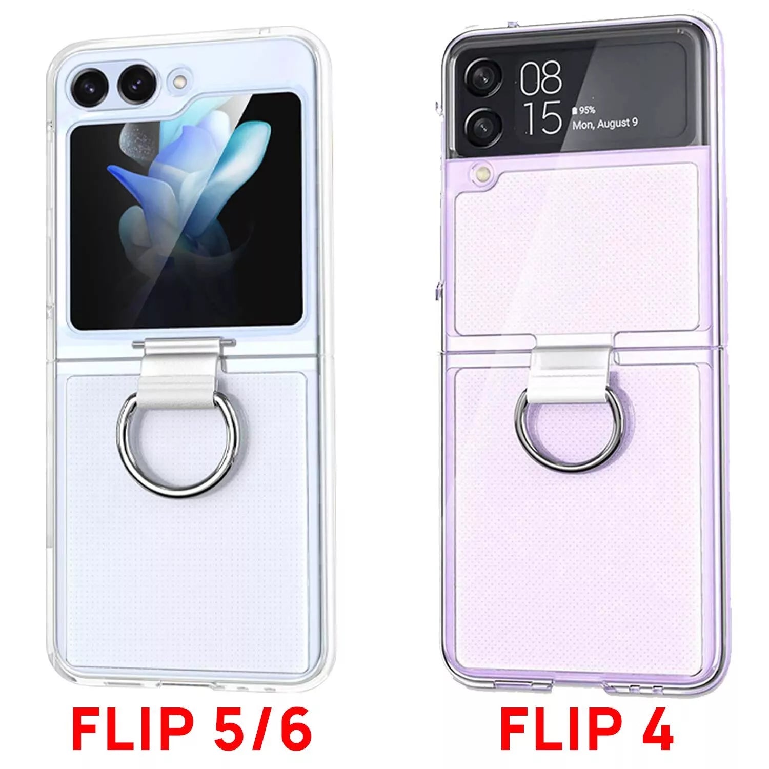 For Samsung Galaxy Z Flip 6 Hard Case Slim Clear Cover With Ring Holder