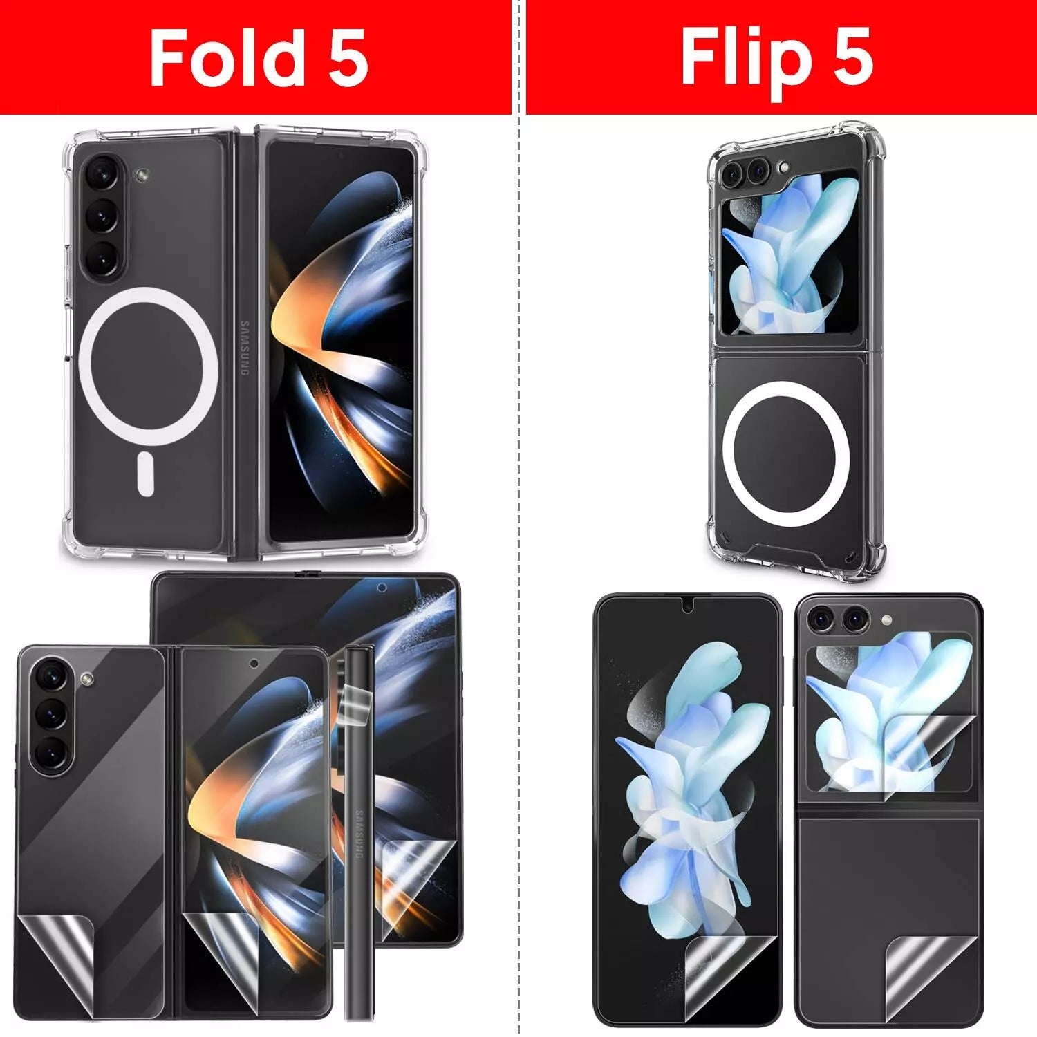 For Samsung Galaxy Z Fold 6 Flip 6 Case Magnetic Clear Shockproof Cover