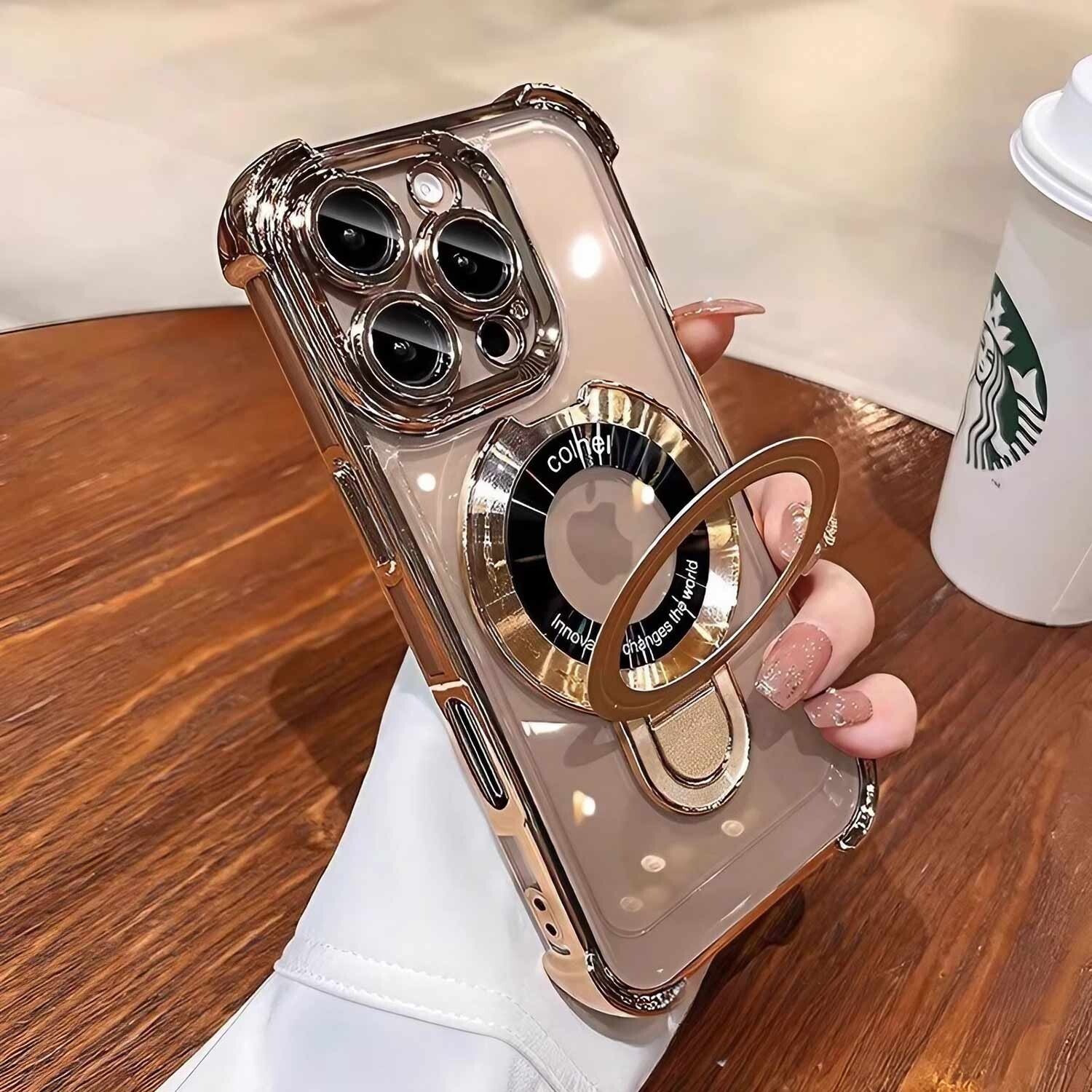 For iPhone 17 Pro Max Air Magnetic Case Clear Shockproof Kickstand Cover