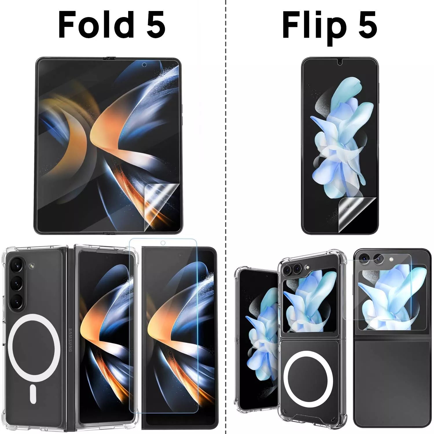 For Samsung Galaxy Z Fold 6 Flip 6 Case Magnetic Clear Shockproof Cover