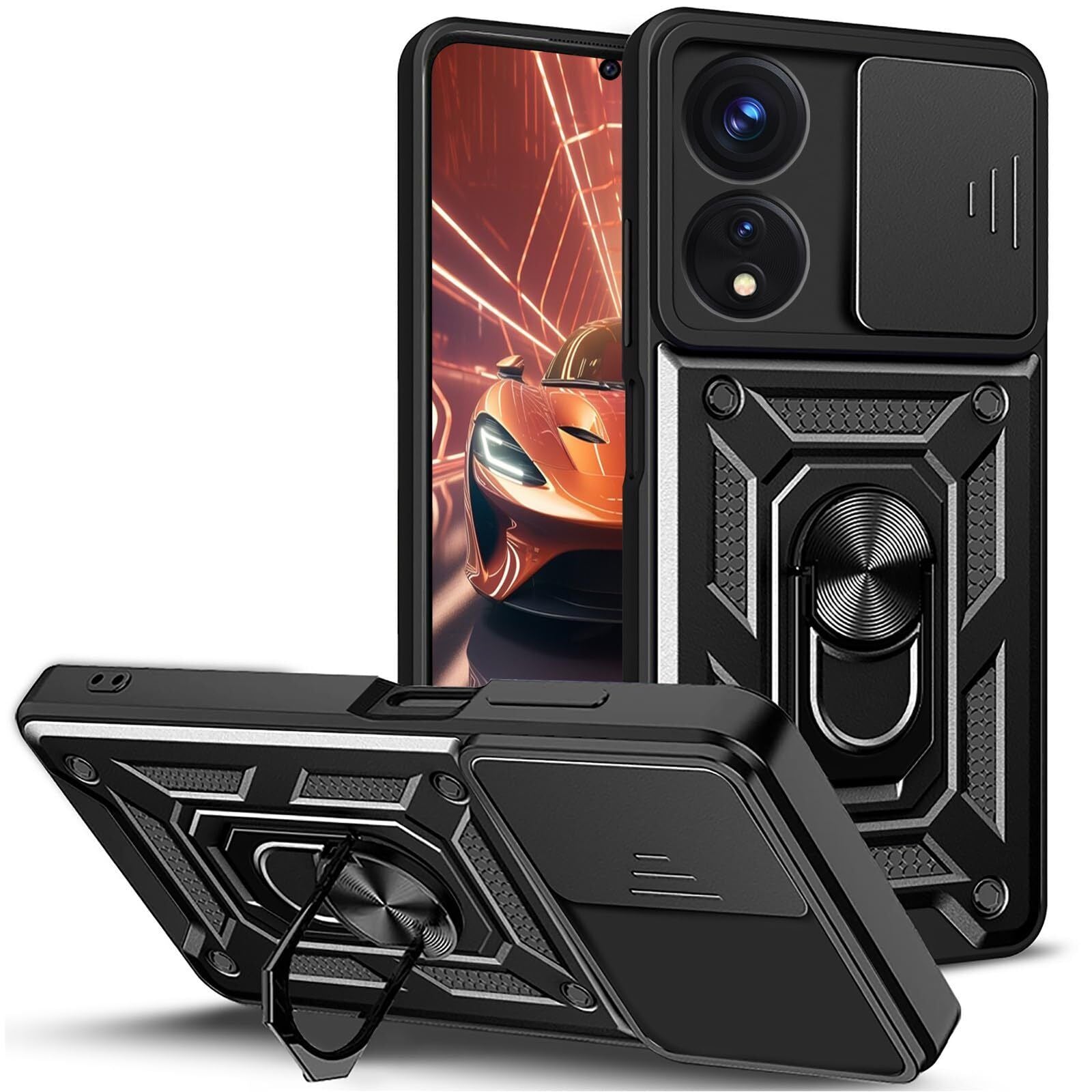 For OPPO A79 A58 A38 4G 5G Case Shockproof Magnetic Ring Holder Kickstand Cover