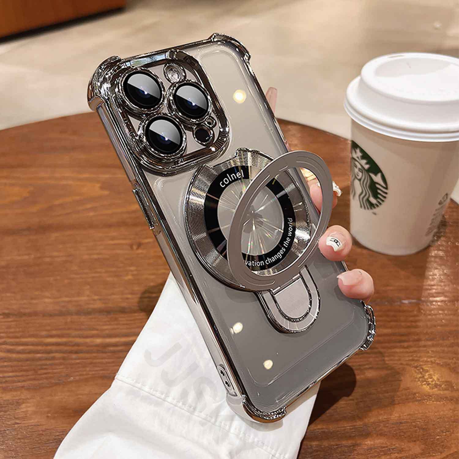 For iPhone 17 Pro Max Air Magnetic Case Clear Shockproof Kickstand Cover