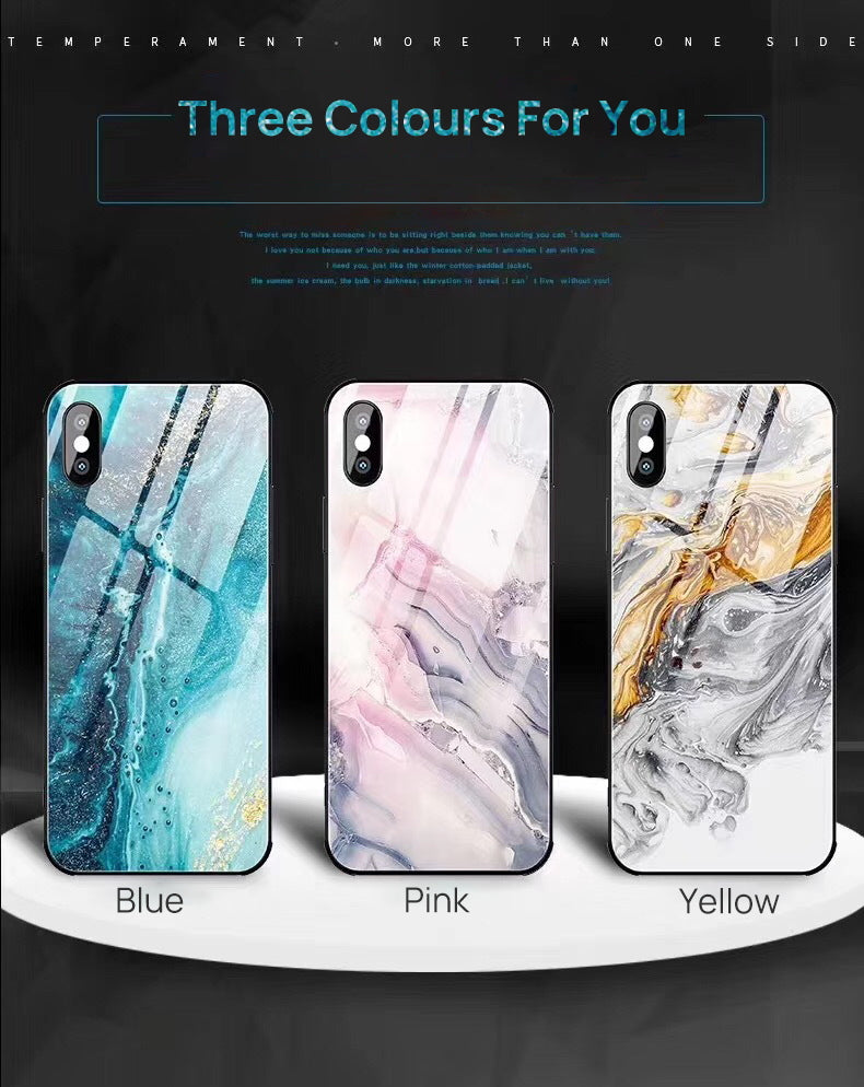 iPhone XS Case Shockproof Tough Glass Marble Soft Cover for Apple