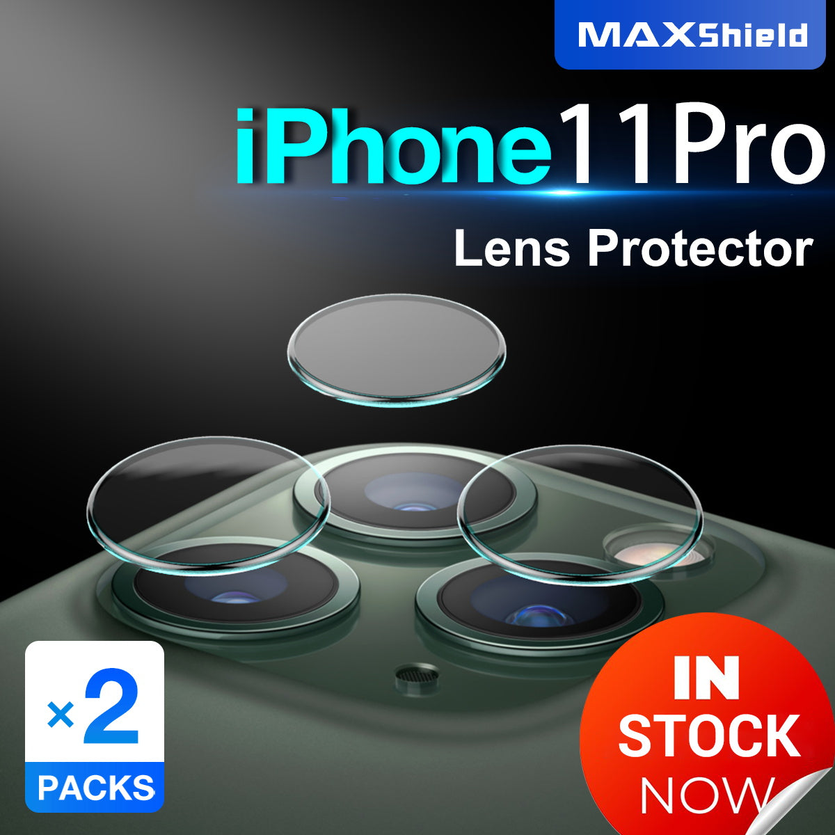 MAXSHIELD iPhone 11 Pro Max Camera Lens Tempered Glass Screen Protector