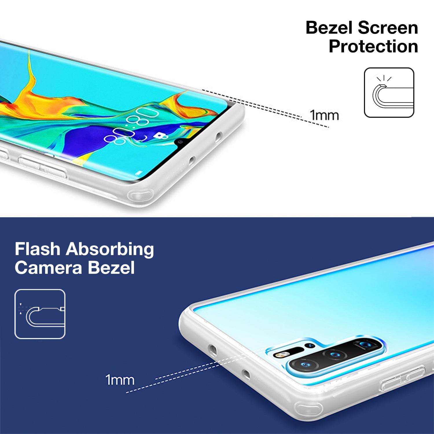 YOUMAKER® Huawei P30 Shockproof Slim Bumper Crystal Case Cover-Clear