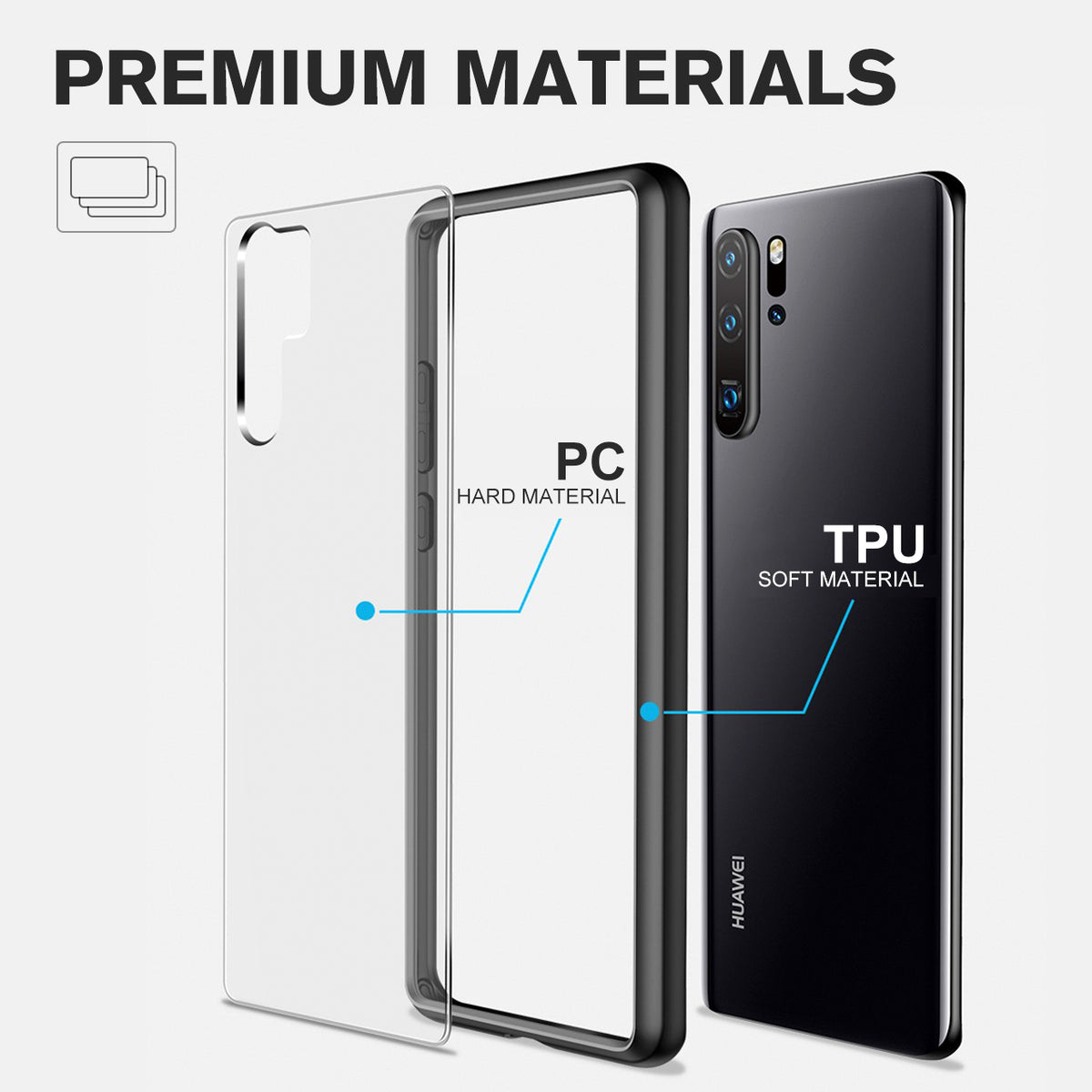 YOUMAKER® Huawei P30 Shockproof Slim Bumper Crystal Case Cover-Black