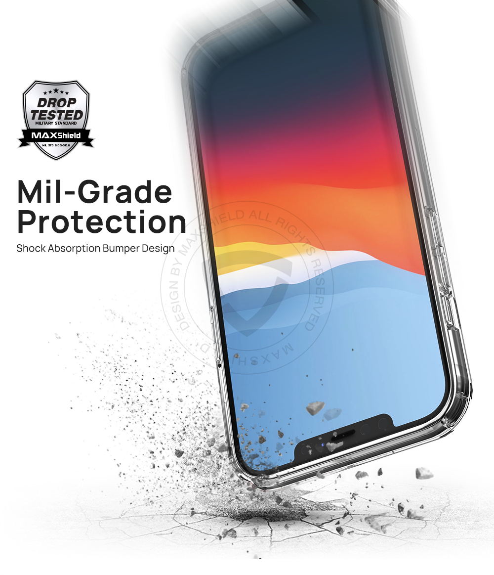 MAXSHIELD For iPhone 12 Pro 6.1 Inch Case Heavy Duty Shockproof Clear Slim Cover+Free Screen Protector