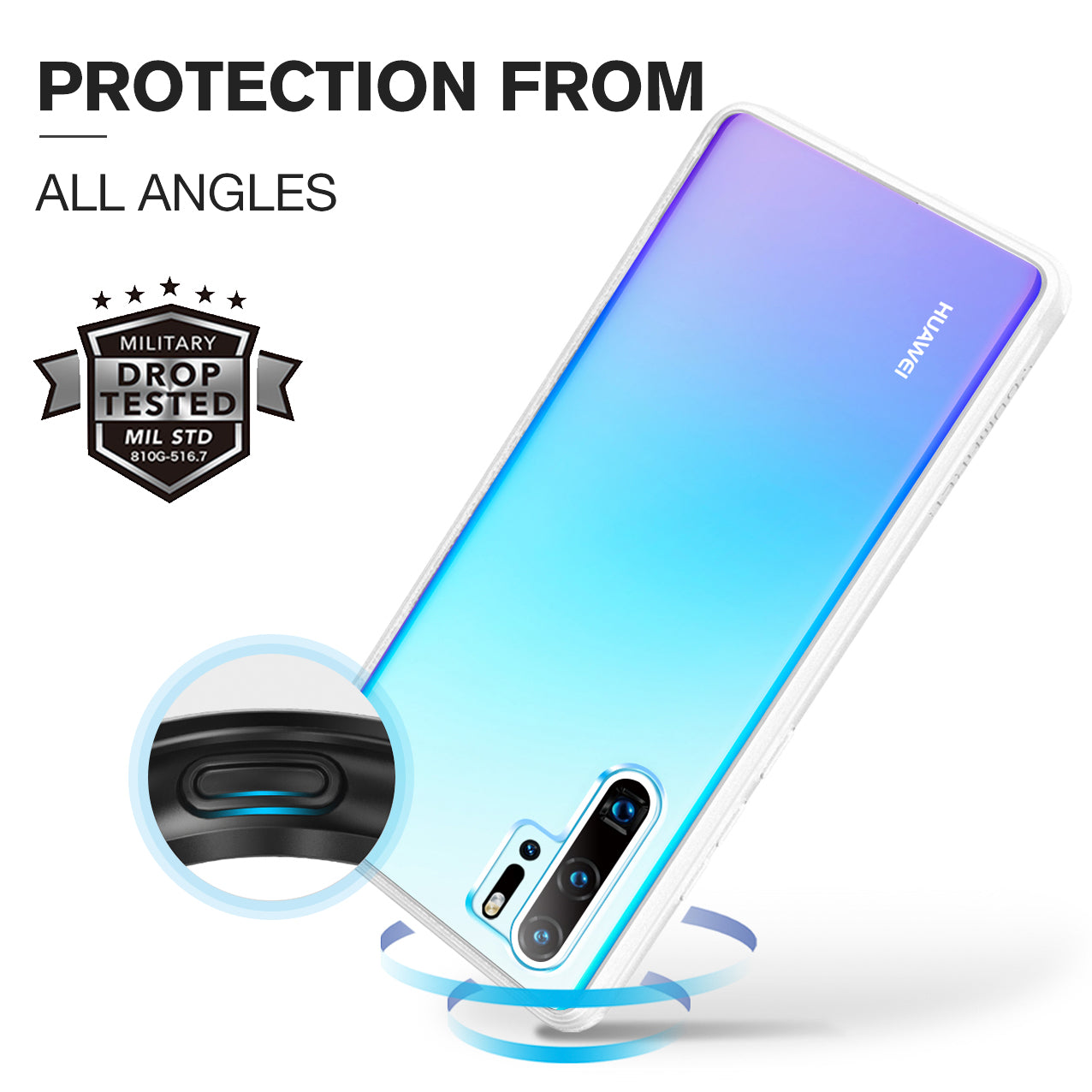 YOUMAKER® Huawei P30 Shockproof Slim Bumper Crystal Case Cover-Clear