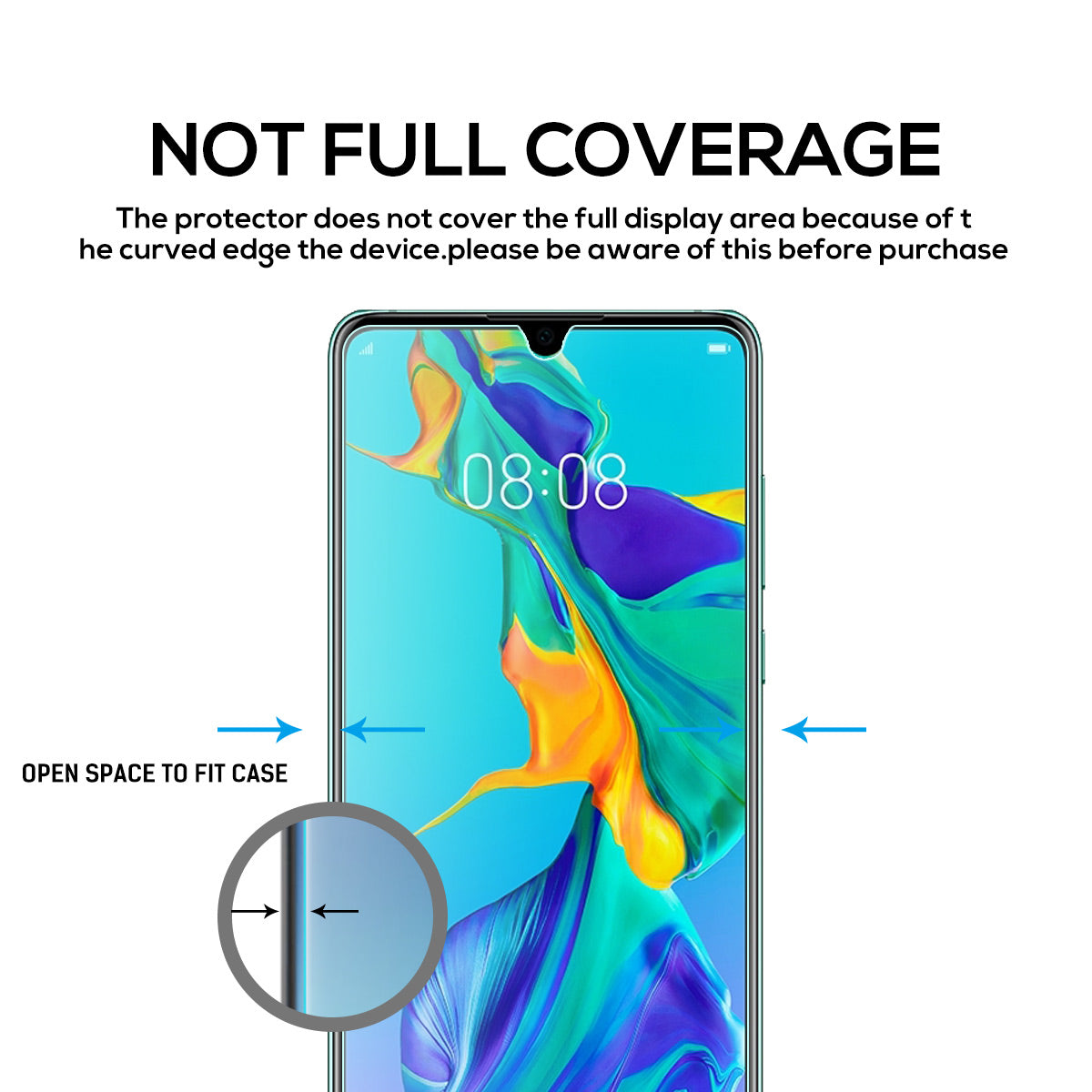 MAXSHIELD Huawei P30 Full Adhesion Tempered Glass Screen Protector Case Friendly