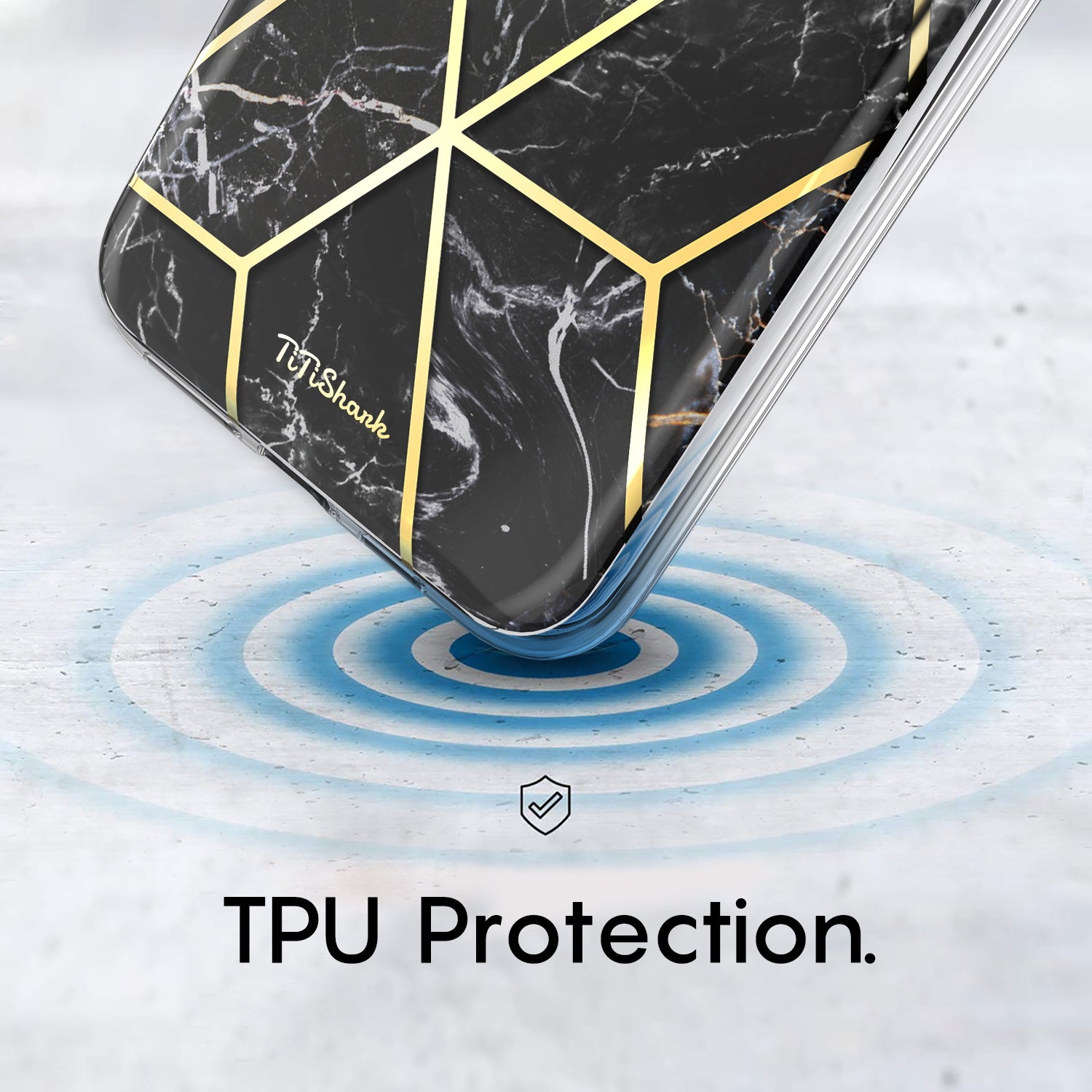 TiTiShark For iPhone X/XS Case Clear Marble Shockproof Case-Black